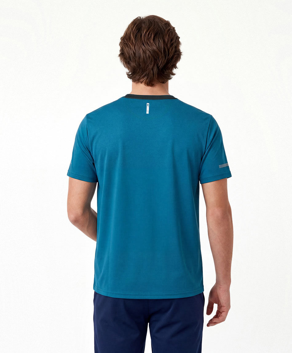 Polera deportiva hombre l&iacute;neas turquesa