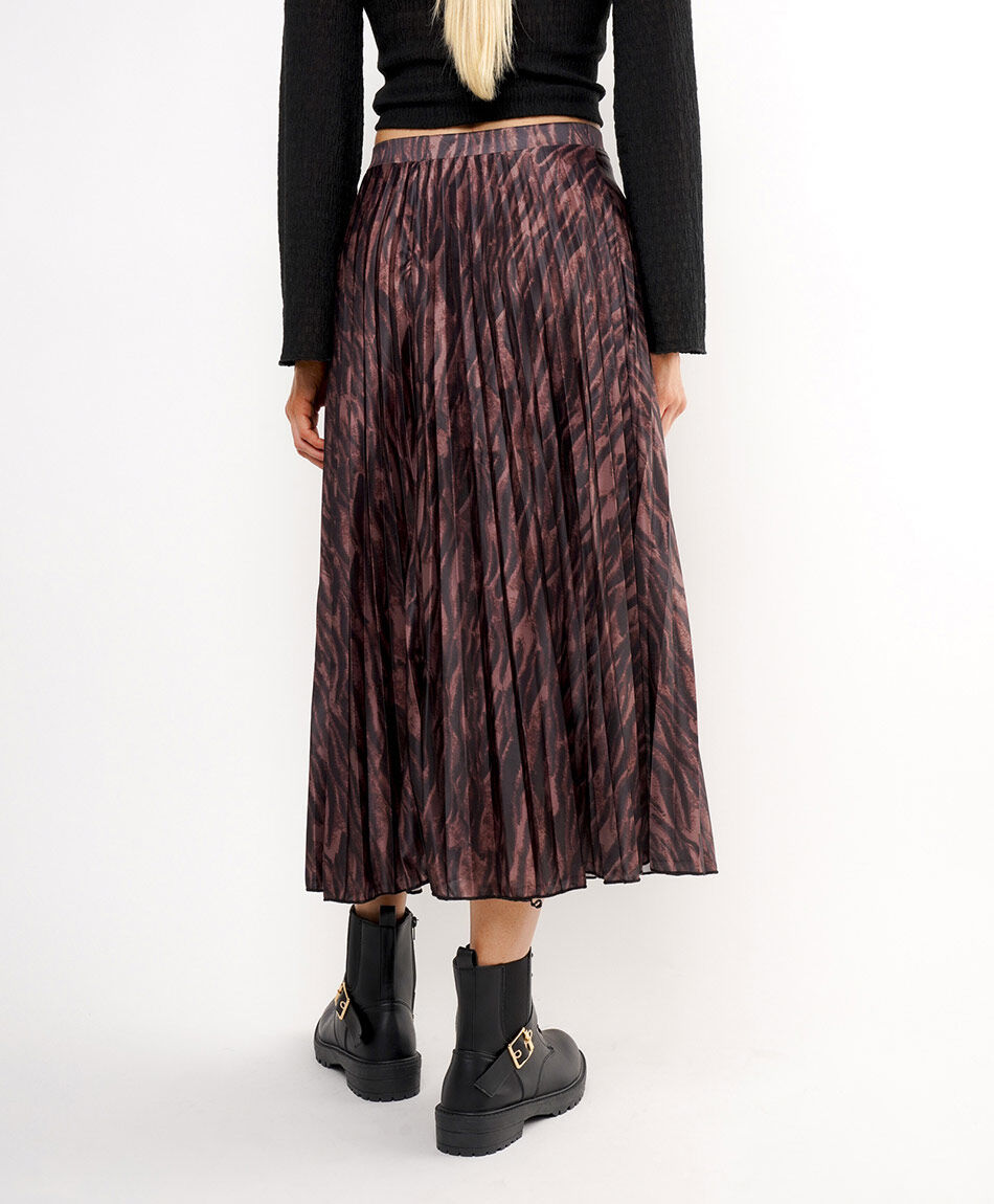 Falda mujer midi estampado cebra plisada