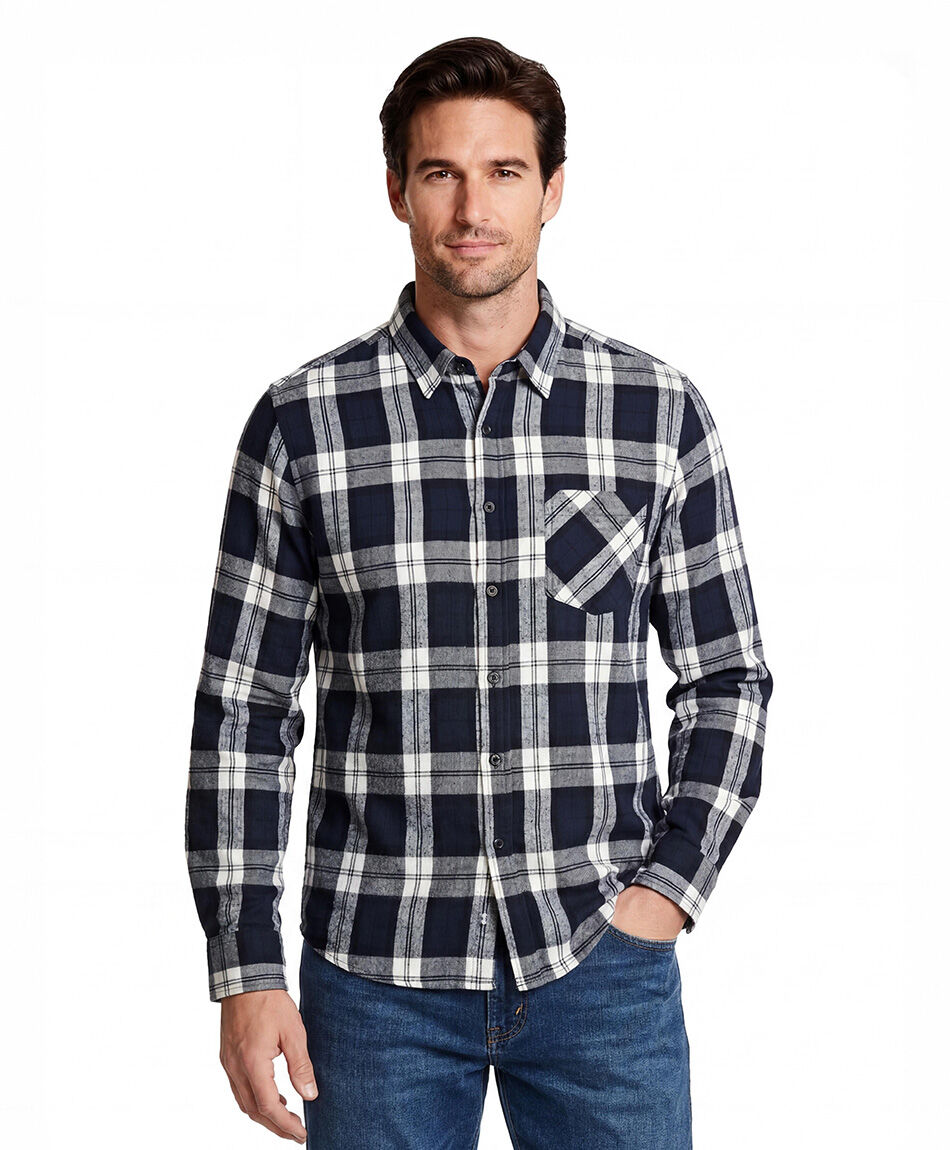 Camisa hombre franela azul oscuro
