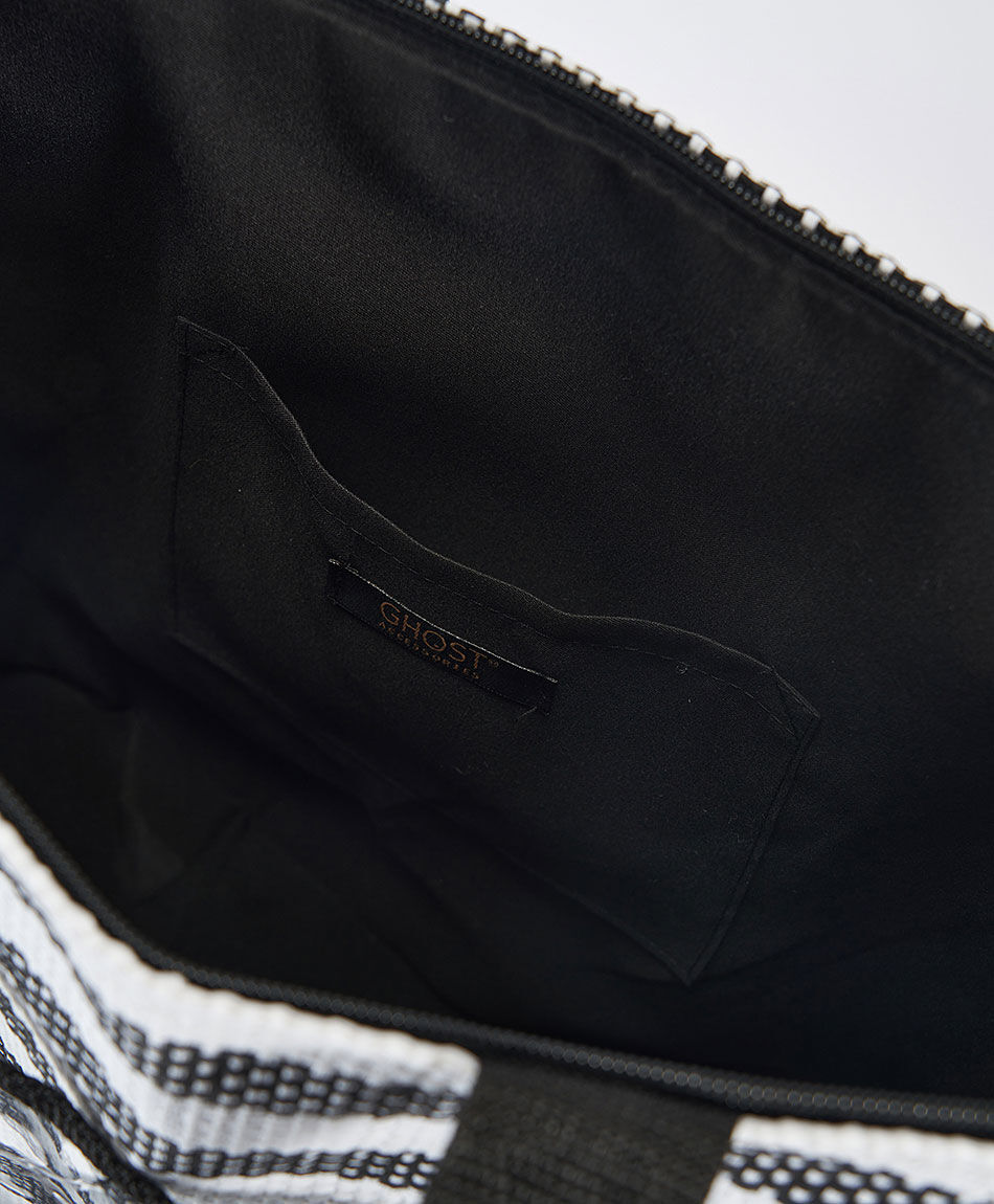 Set bolso playa mujer rayas negro