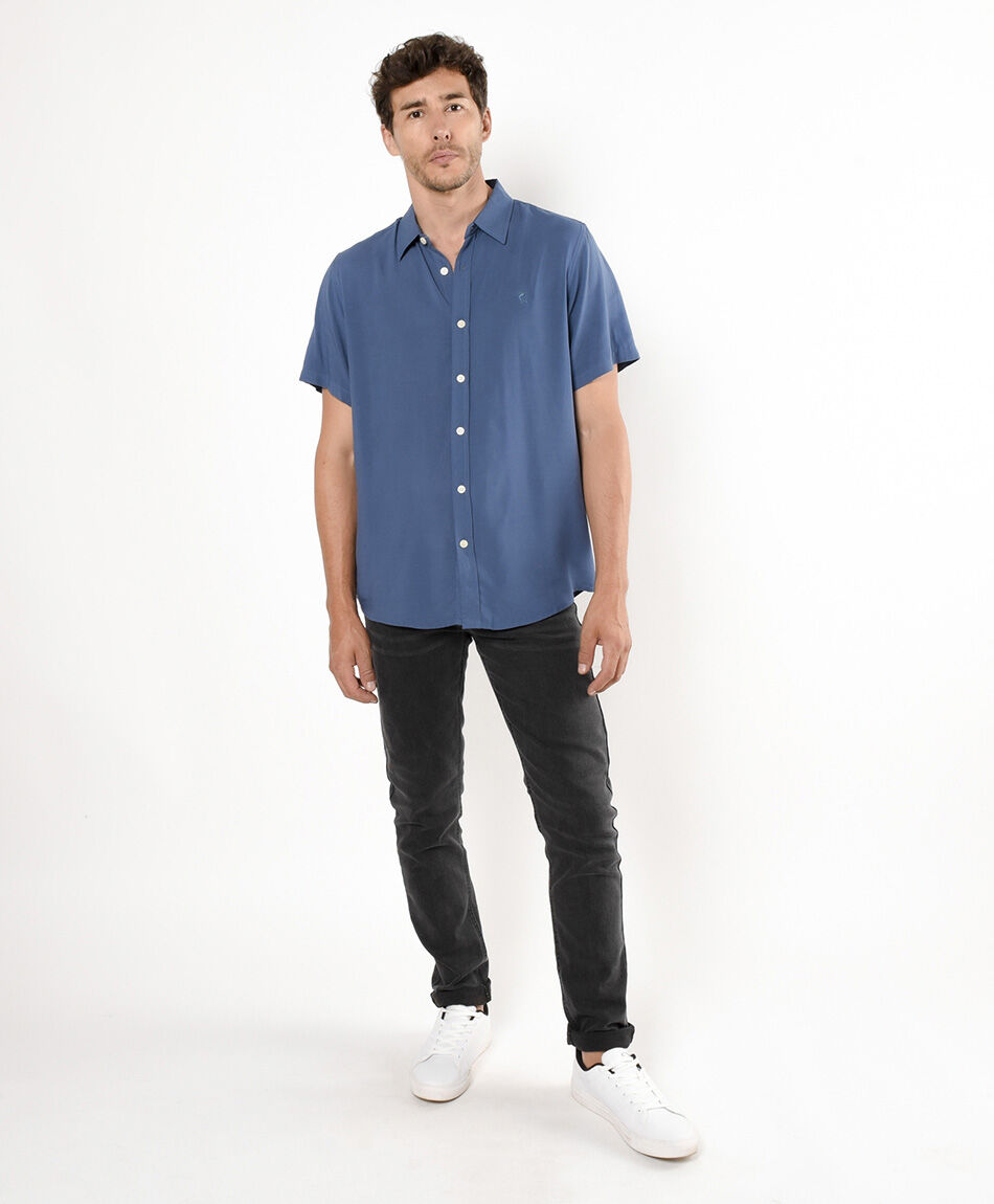 Camisa hombre azul lisa