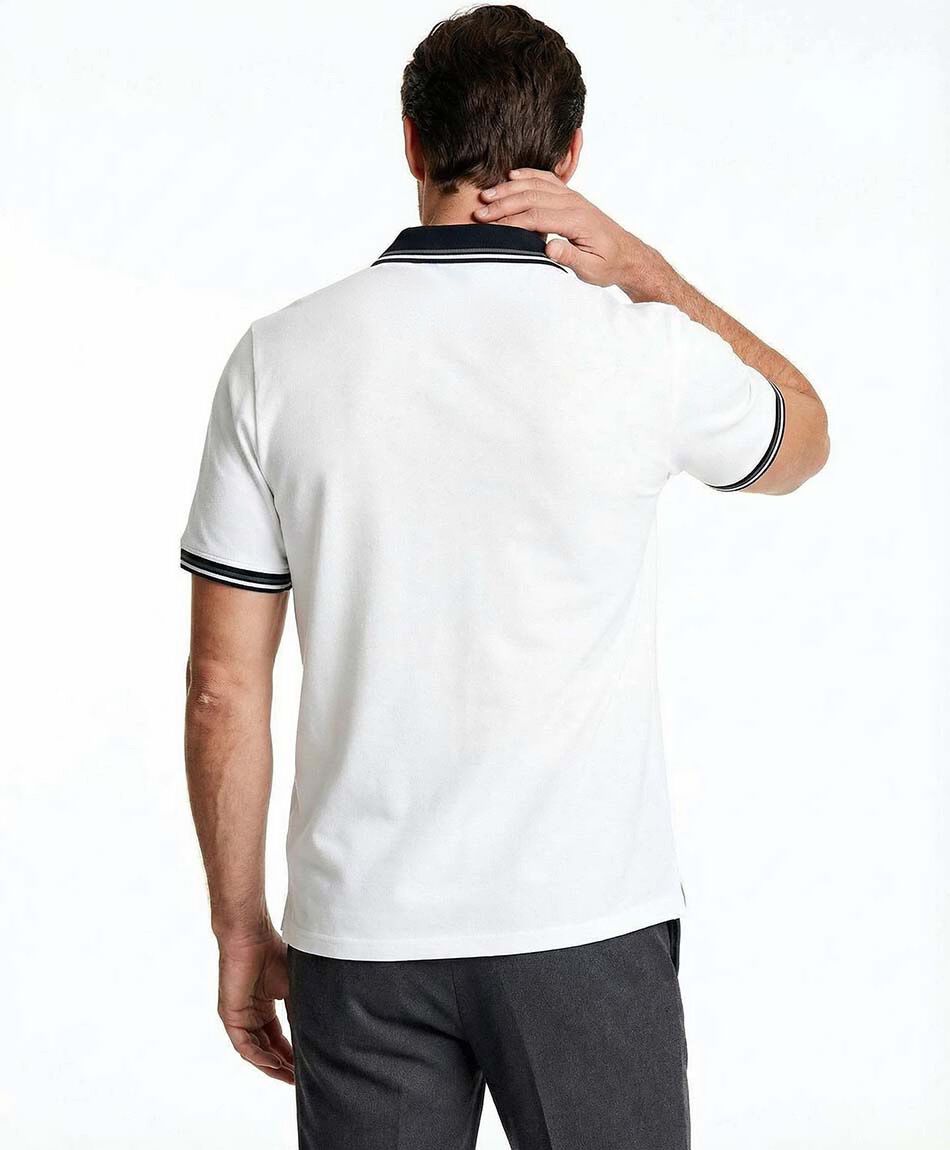 Polera hombre cuello polo blanca