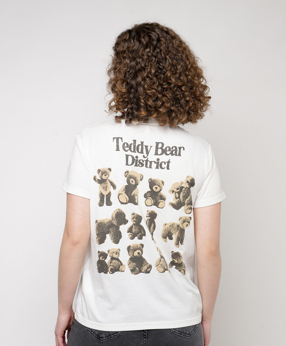Polera mujer doble estampado teddy