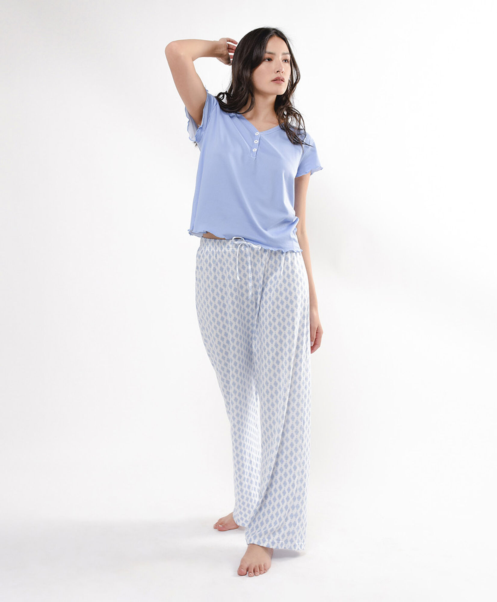 PIJ. M/C BLUE JACQUARD PANT PRINT PIJ. M/C BLUE JACQUARD PANT PRINT