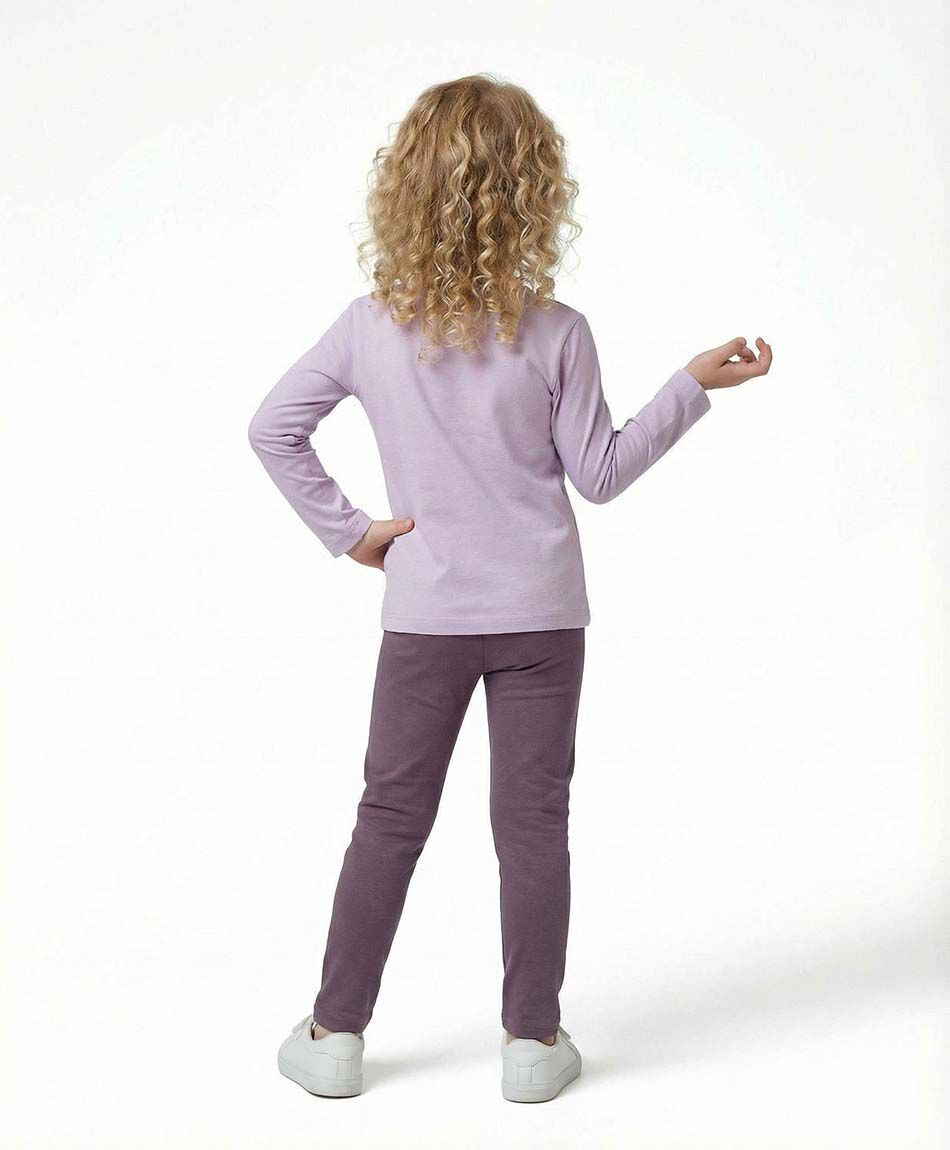 Leggins ni&ntilde;a forrada lisa moradas