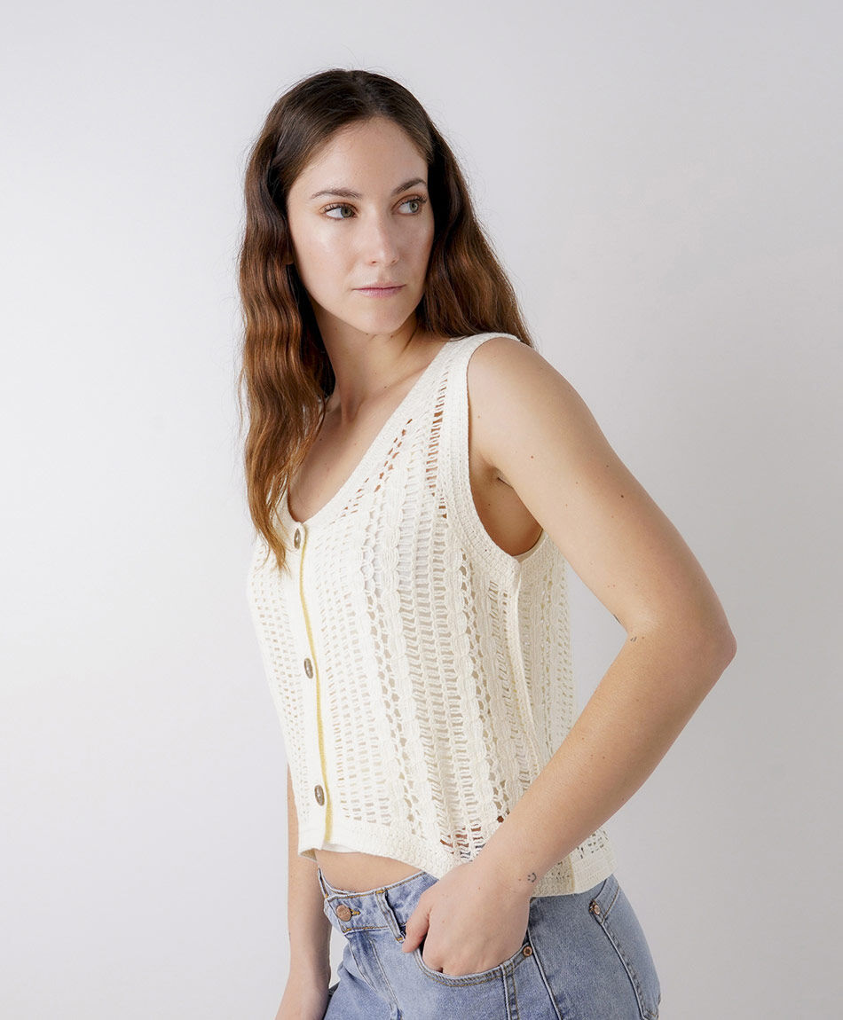 Cardigan mujer calado sin mangas