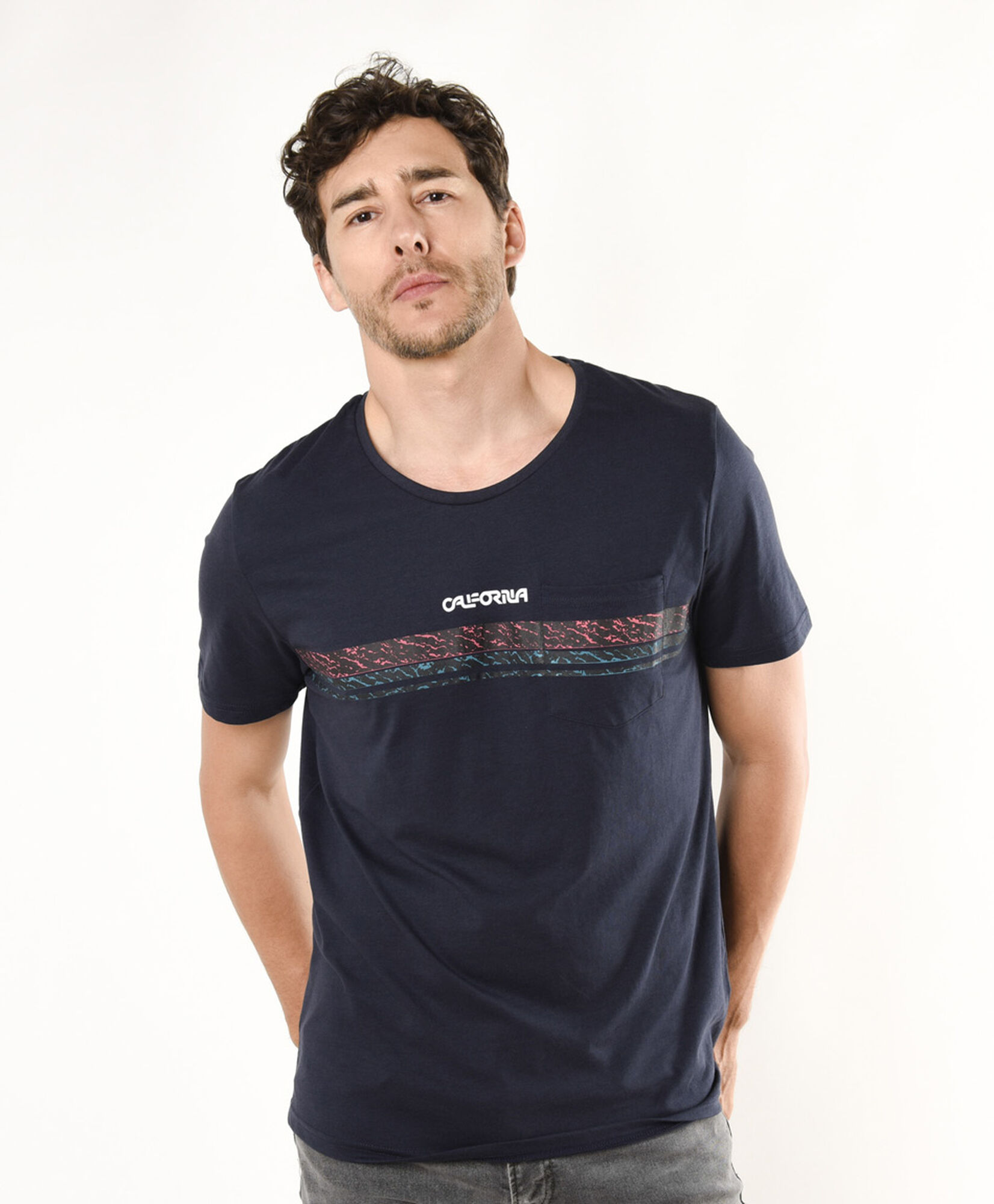 Polera hombre franja bolsillo Polera hombre franja bolsillo