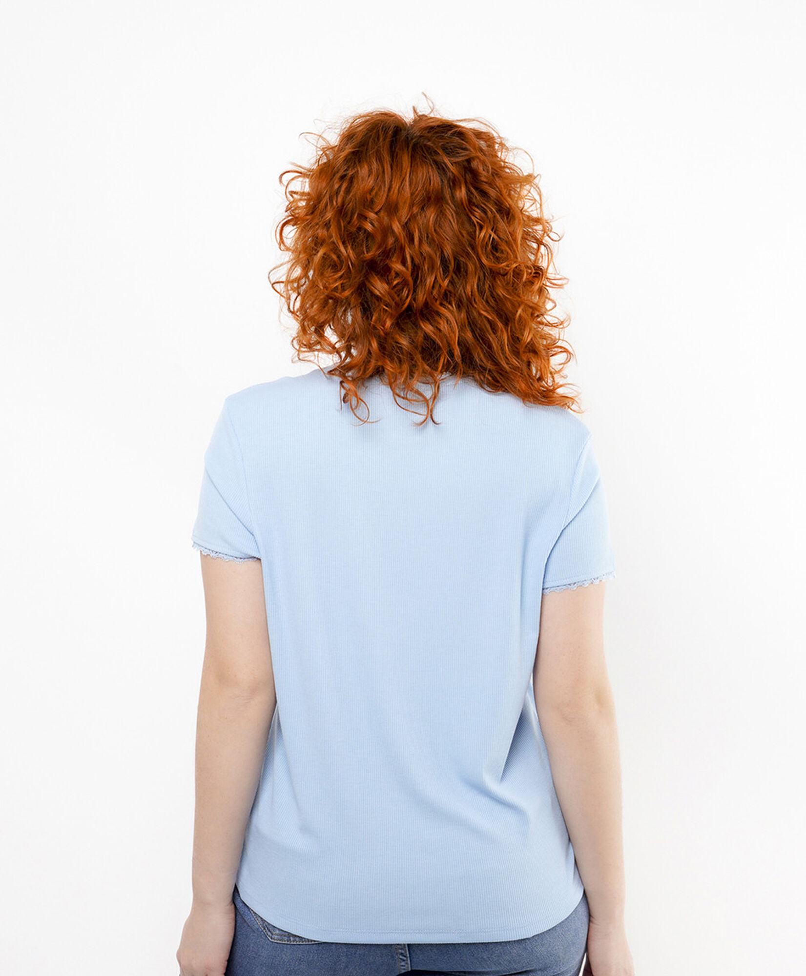Polera mujer cinta bordada azul Polera mujer cinta bordada azul