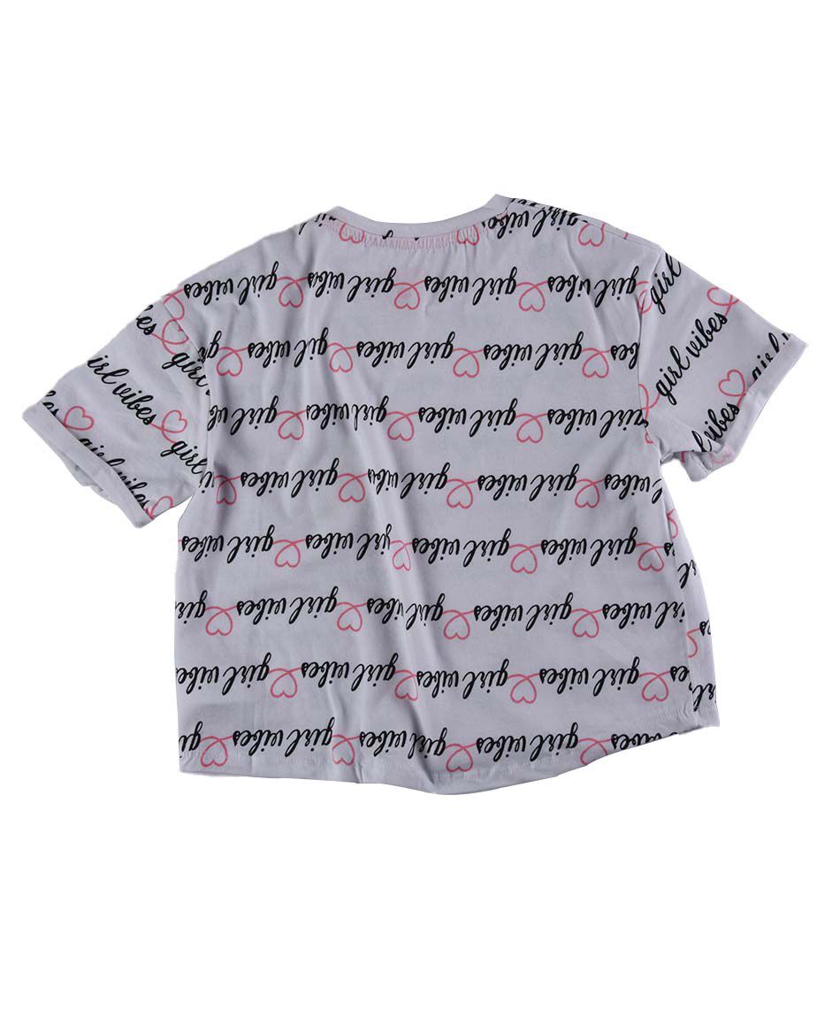 Polera ni&ntilde;a frase manga corta