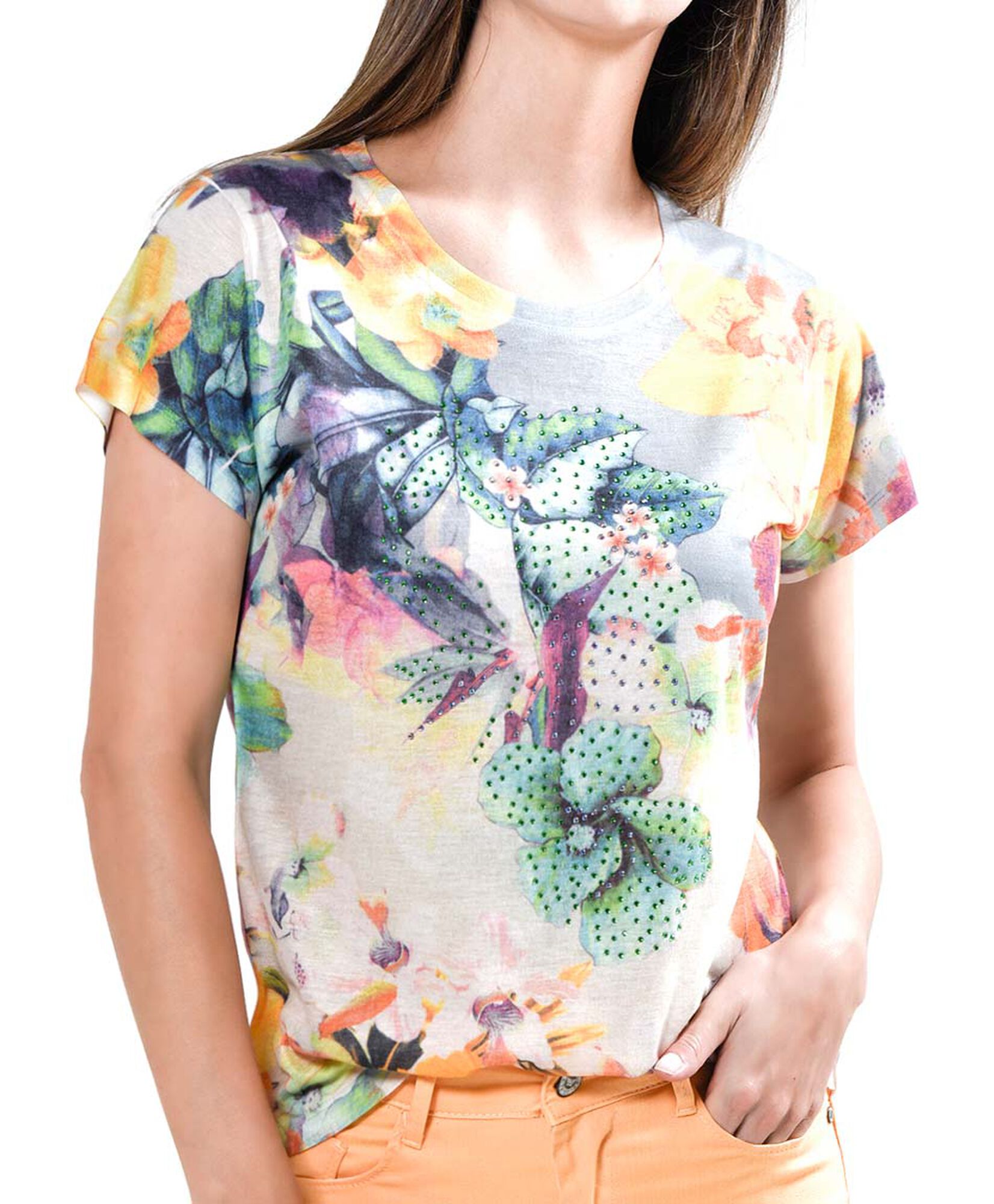 Polera flores strass Polera flores strass