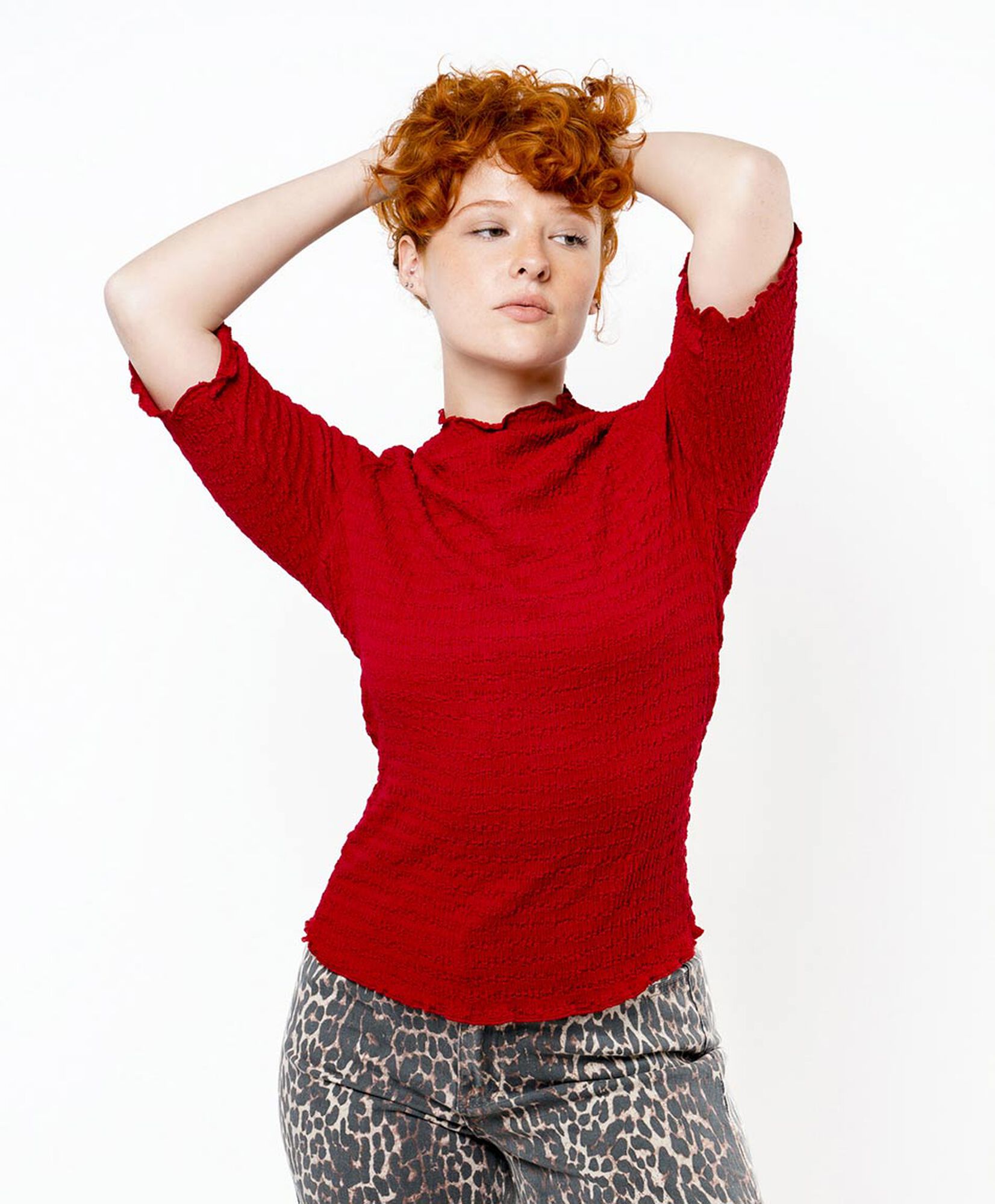 Polera mujer textura cuello perkins Polera mujer textura cuello perkins