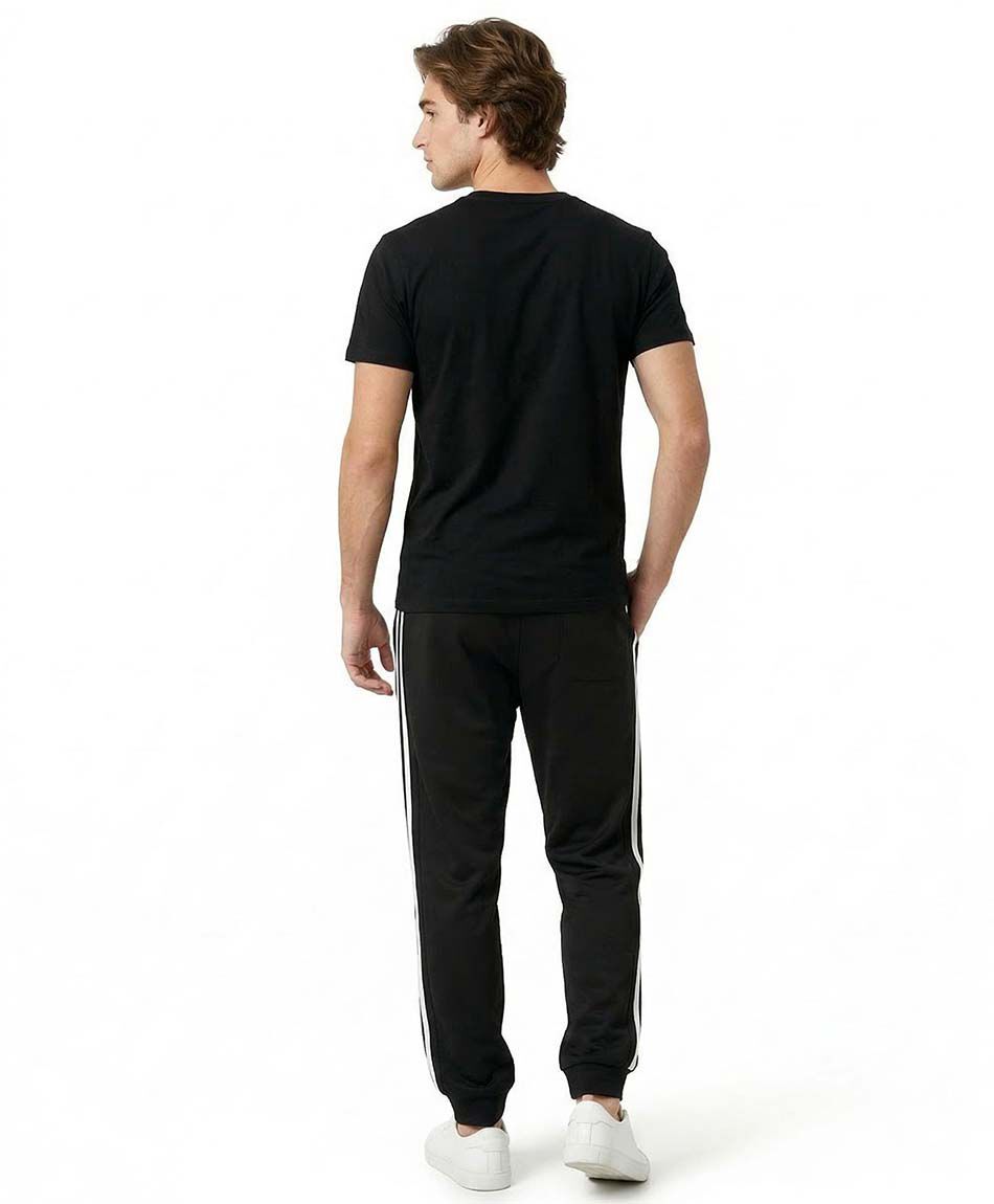 Pantal&oacute;n deportivo hombre negro linea doble