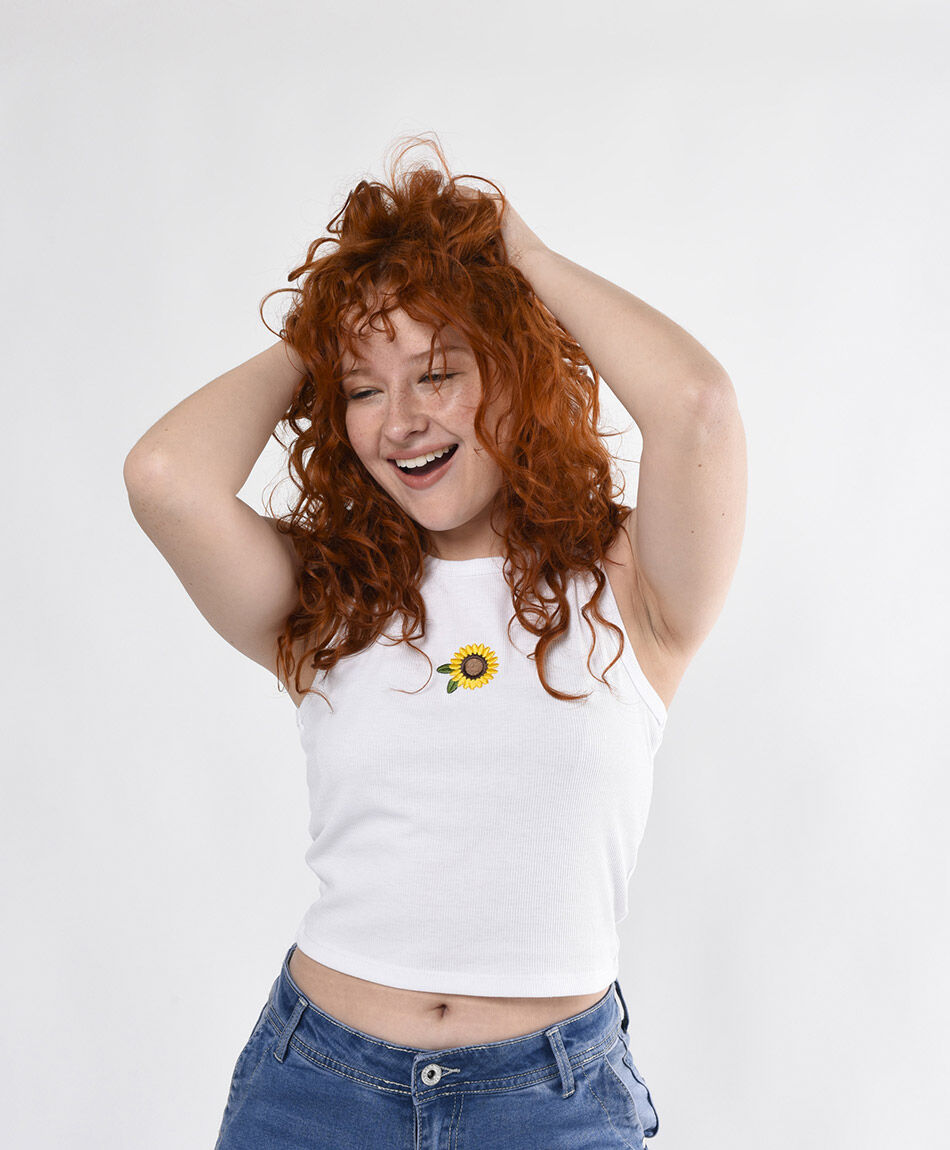 Polera mujer crop girasol
