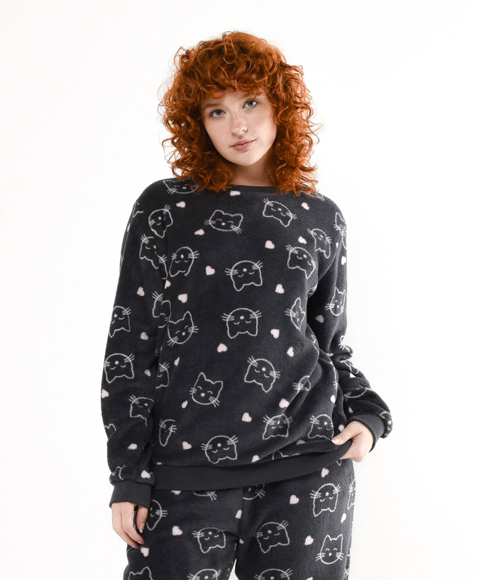 Pijama mujer micropolar gatitos black Pijama mujer micropolar gatitos black