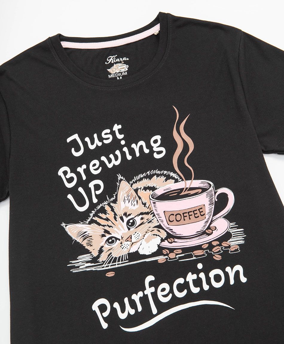 Camisa de dormir mujer coffee cat