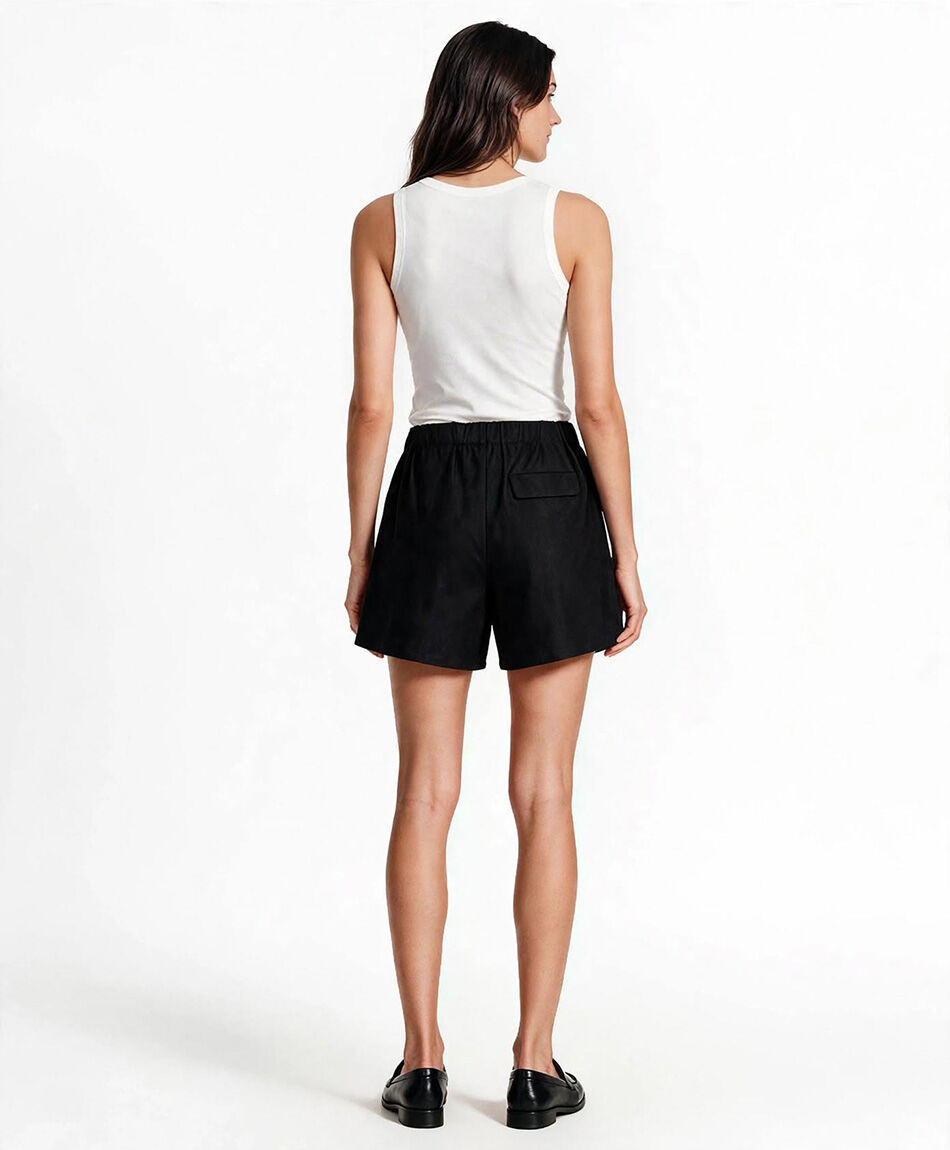 Short mujer negro lino