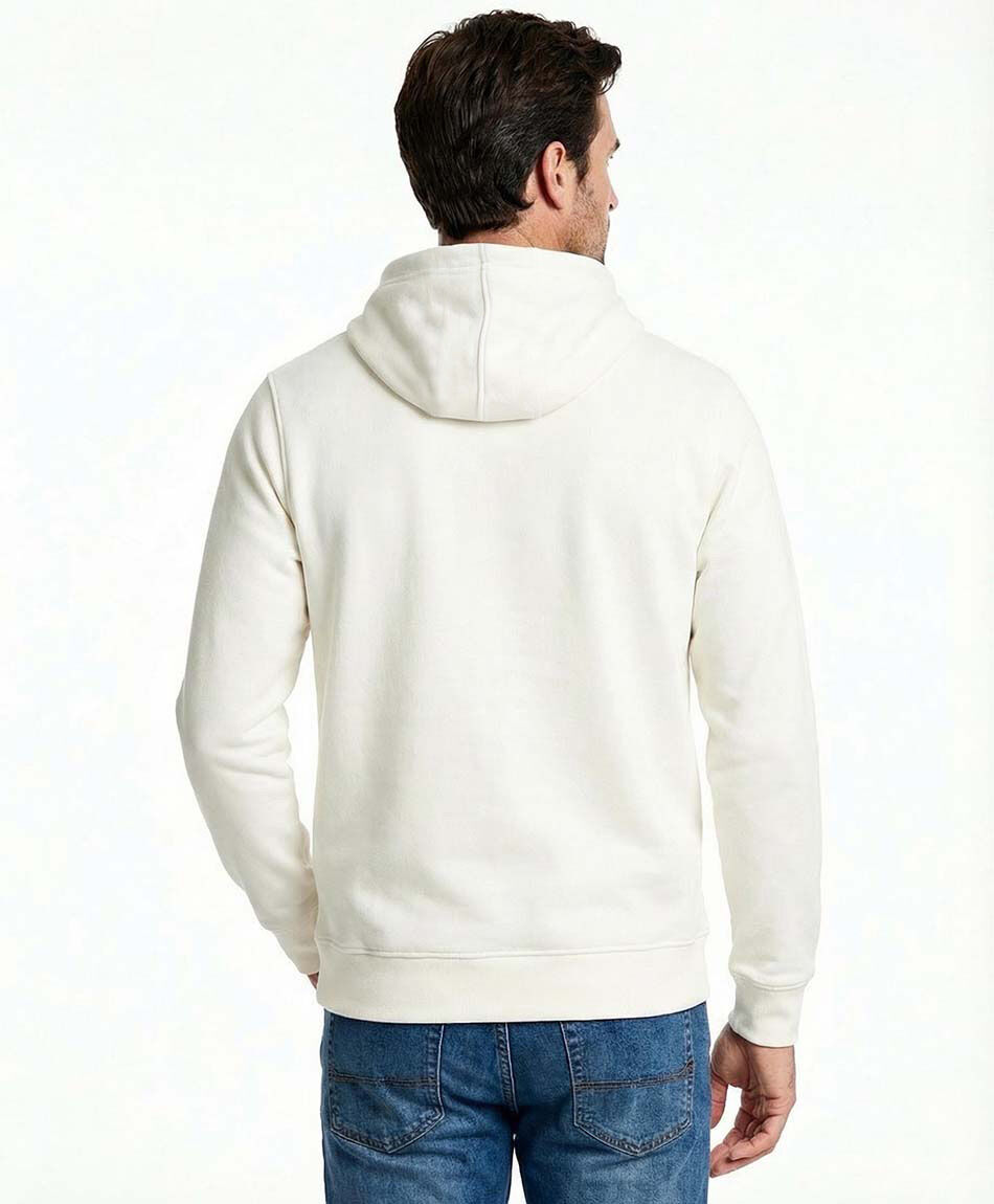 Poler&oacute;n hombre gorro canguro white