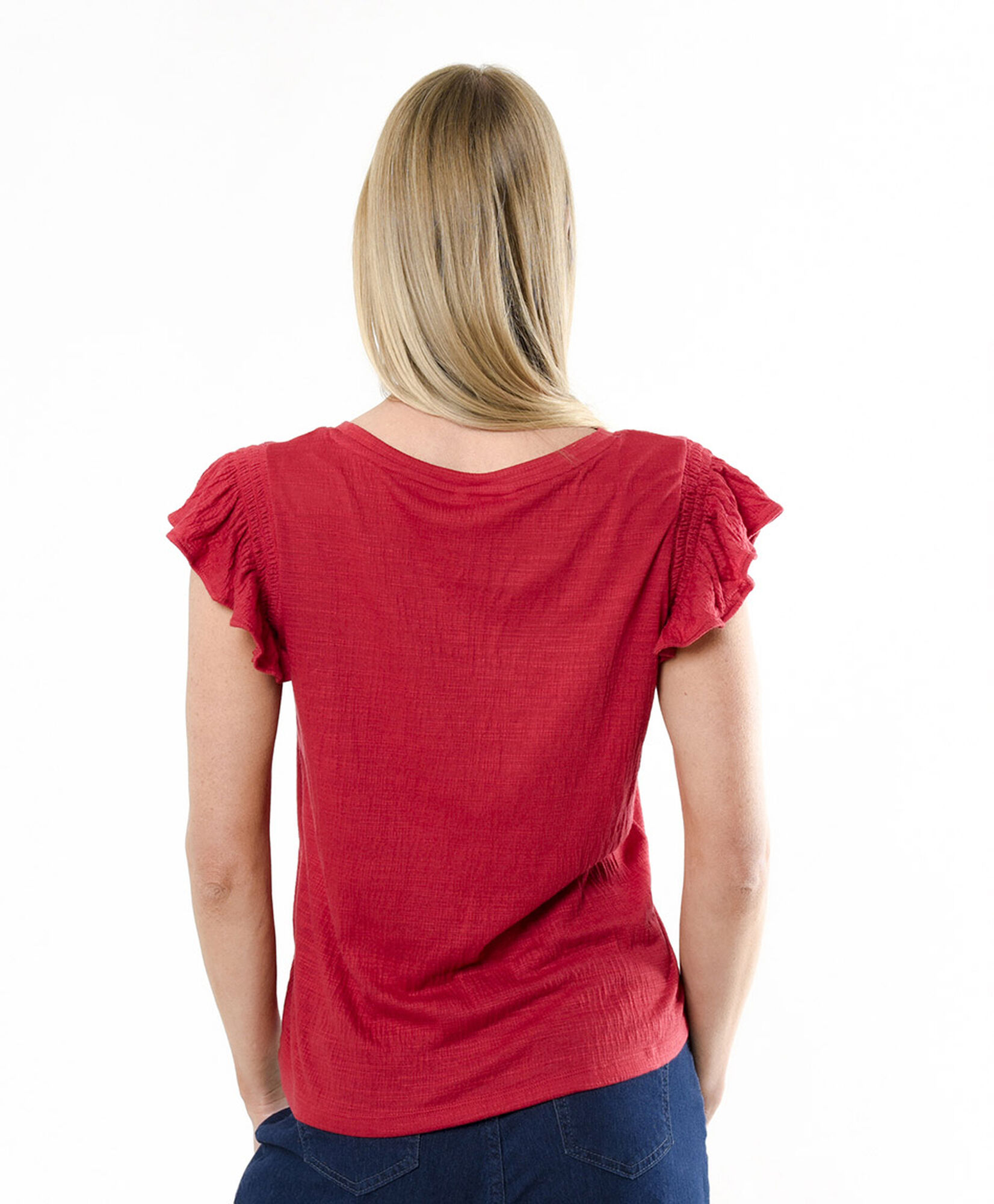 Polera mujer vuelitos en hombros Polera mujer vuelitos en hombros