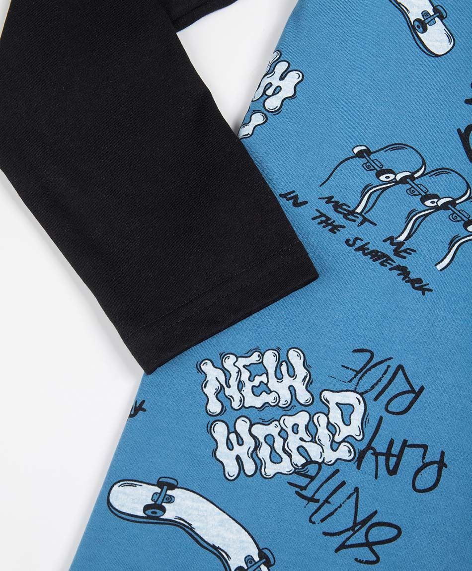 Polera ni&ntilde;o manga larga skates