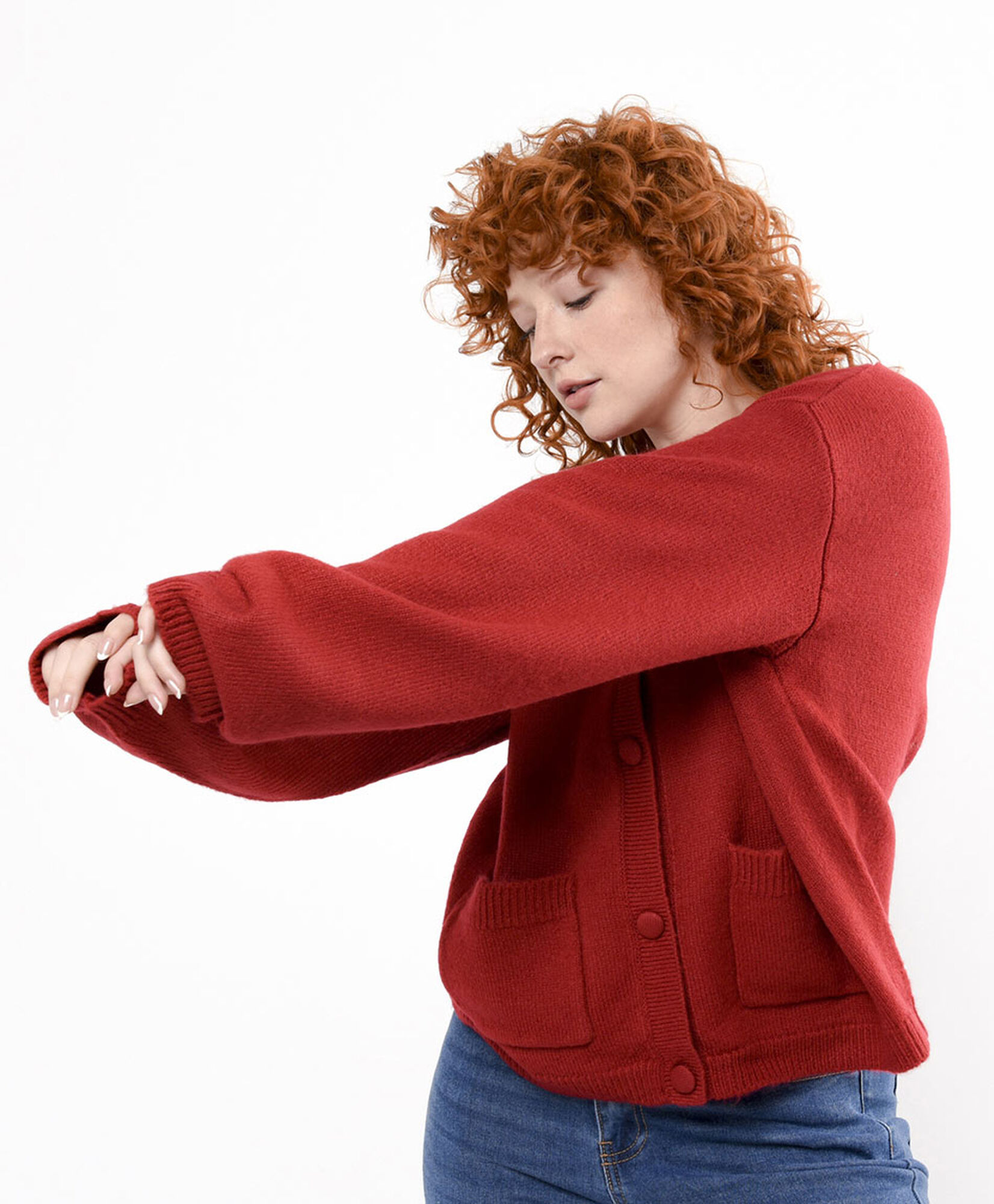 Cardigan mujer rojo bolsillos Cardigan mujer rojo bolsillos