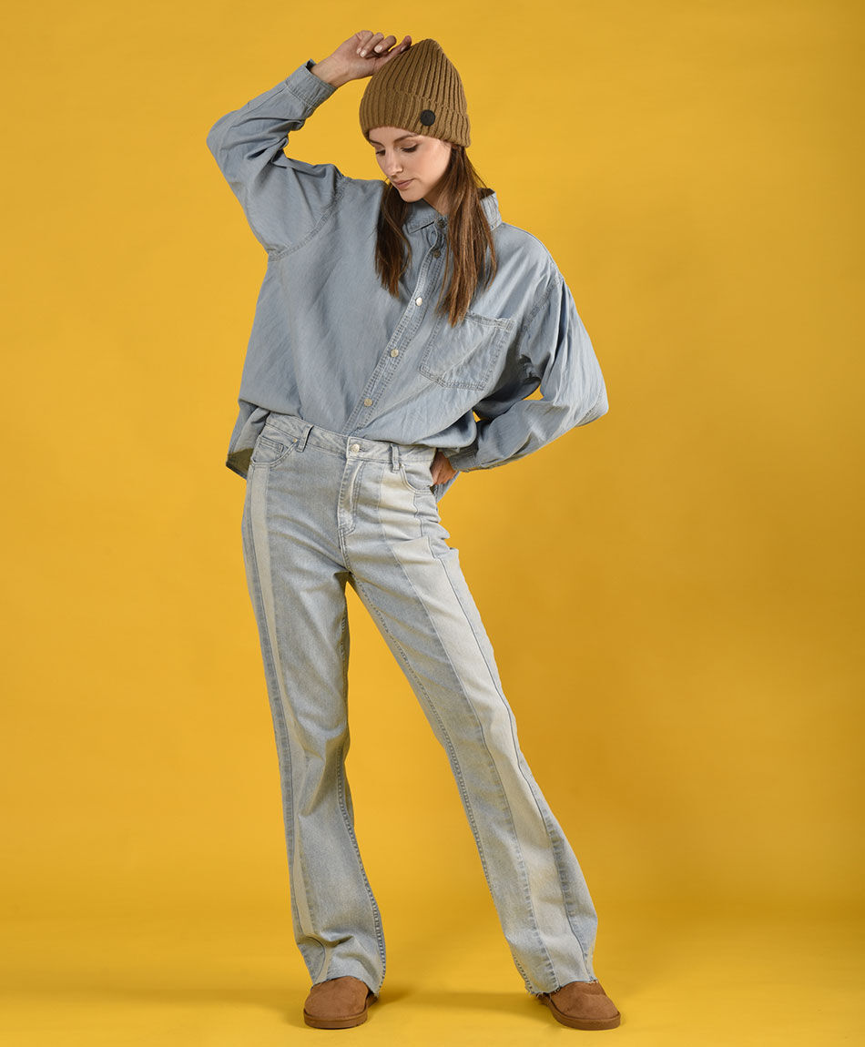 Jeans ancho bicolor