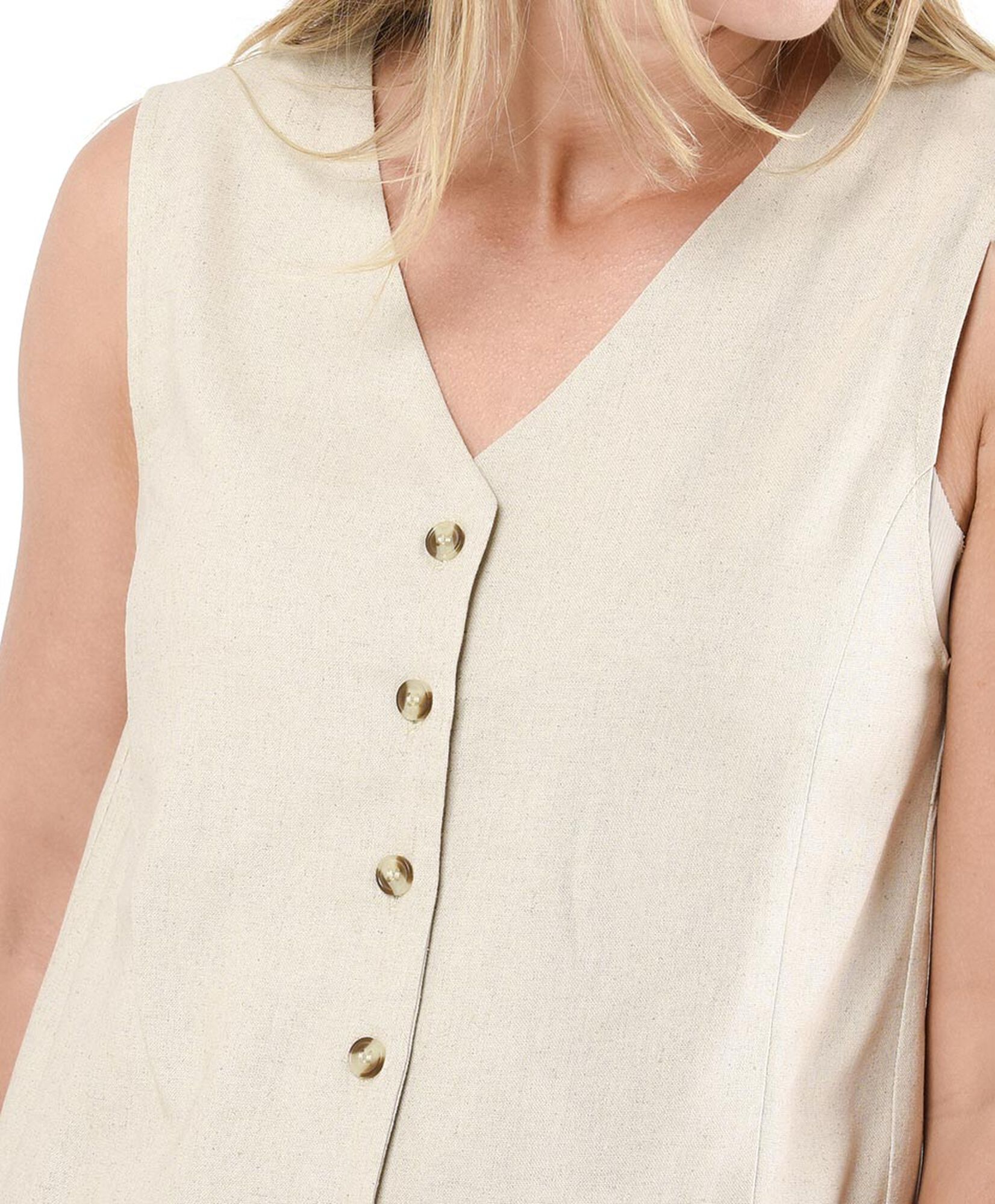 Vest mujer beige lino Vest mujer beige lino