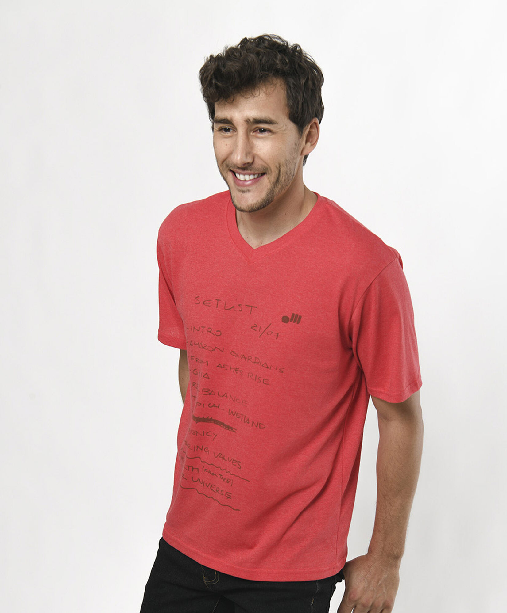 Polera hombre jaspeada texto Polera hombre jaspeada texto