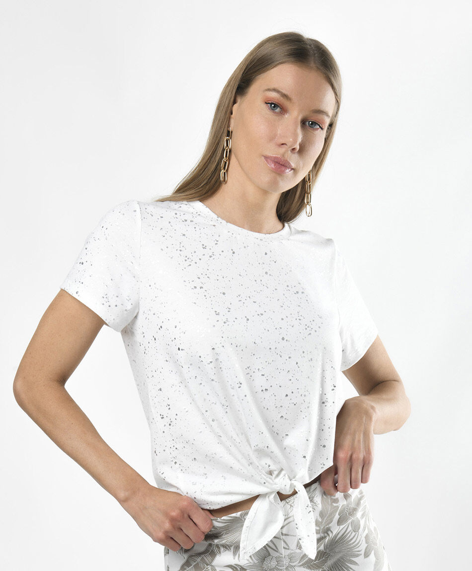 Polera mujer print nudo