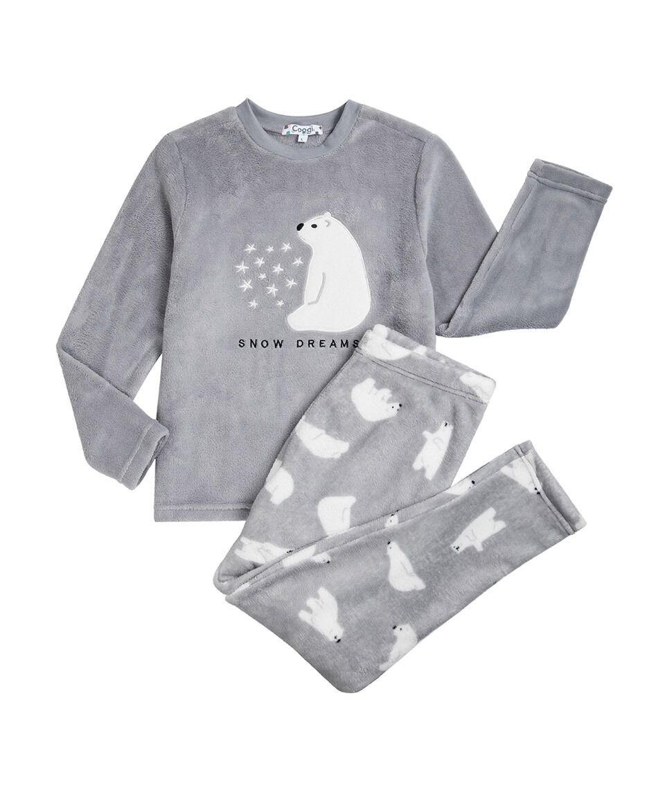 Pijama ni&ntilde;a coral sue&ntilde;os blancos