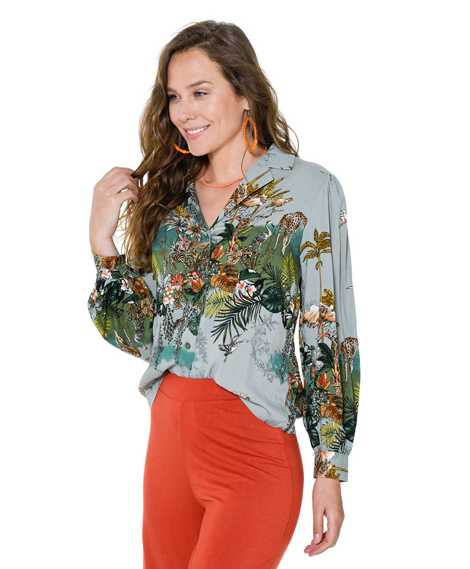 Blusa estampada tropical