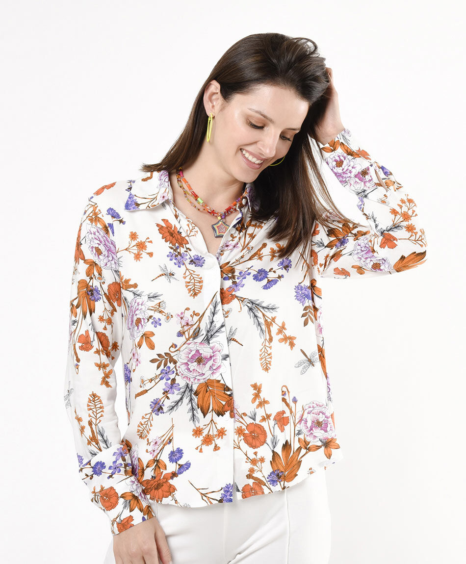 Blusa mujer estampada hojas