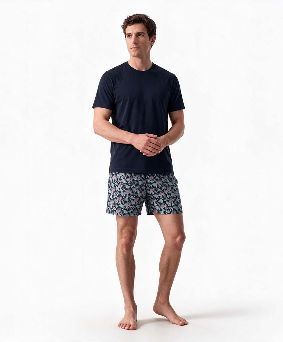 Pijama hombre hojas azul