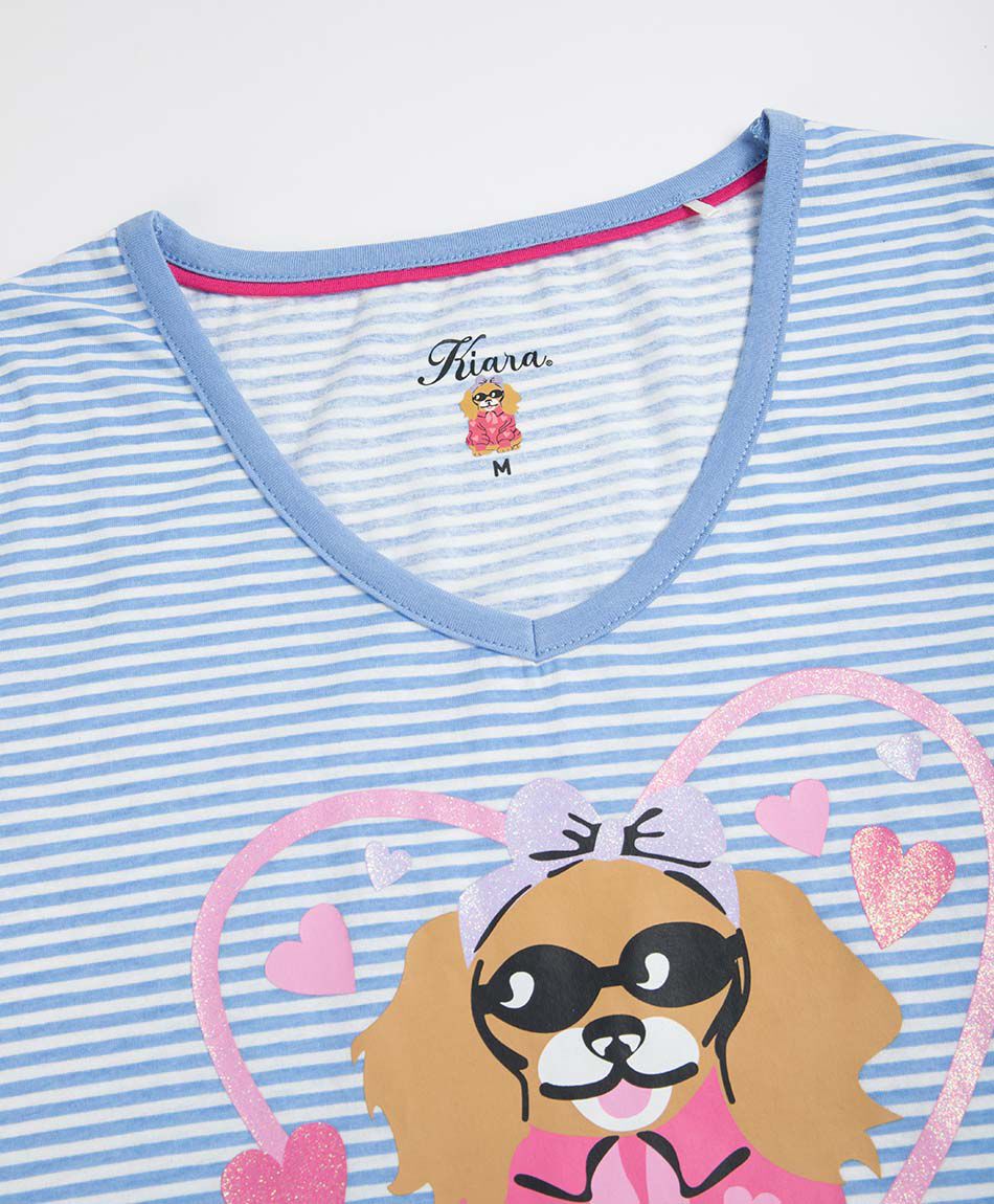 Camisa de dormir mujer rayas dog