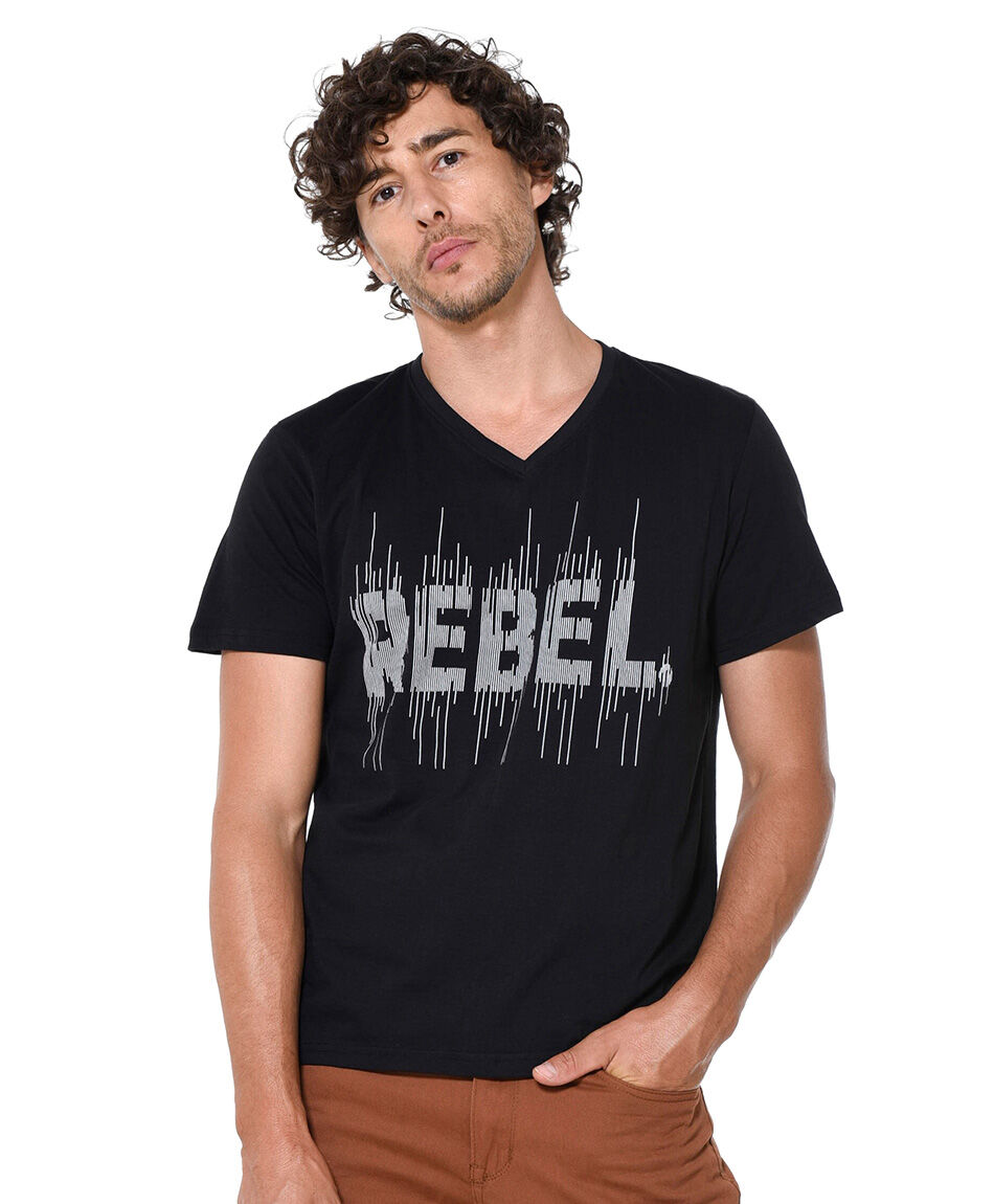 Polera estampada cuello v