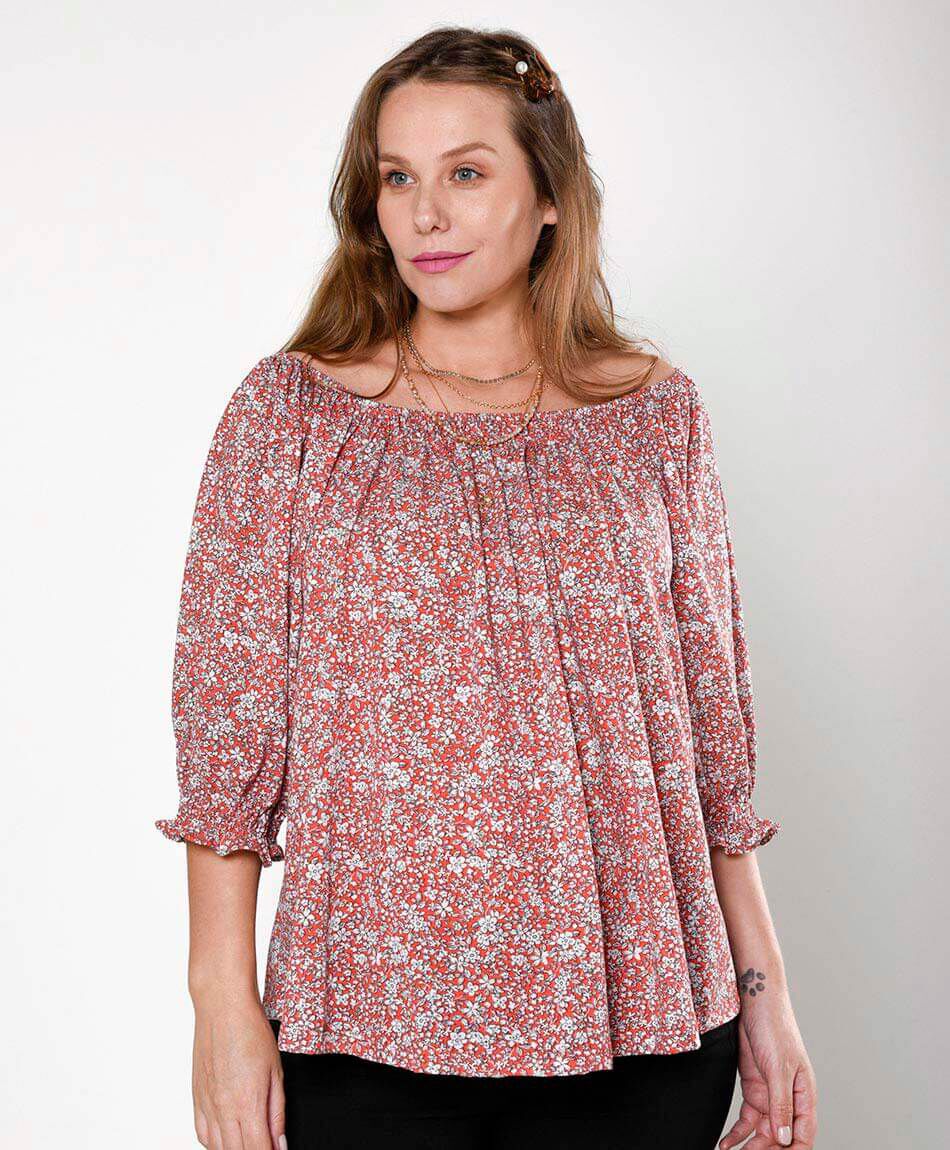 Polera oversize manga al codo cuello off shoulder