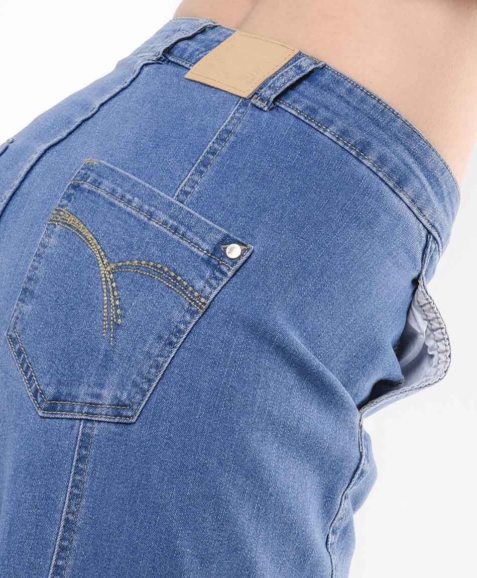 Jeans mujer lisos costuras wide