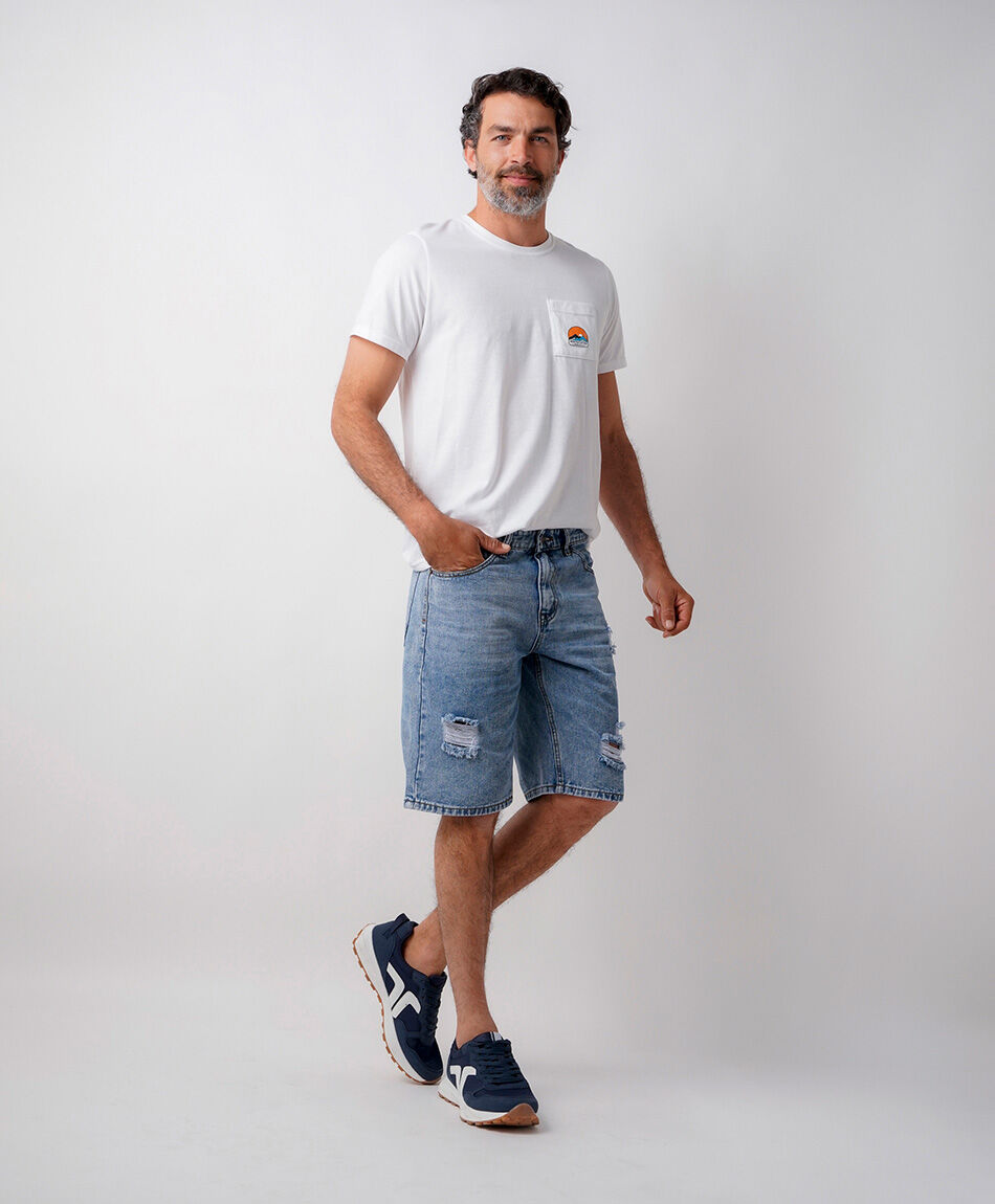 Bermuda hombre denim destroy azul
