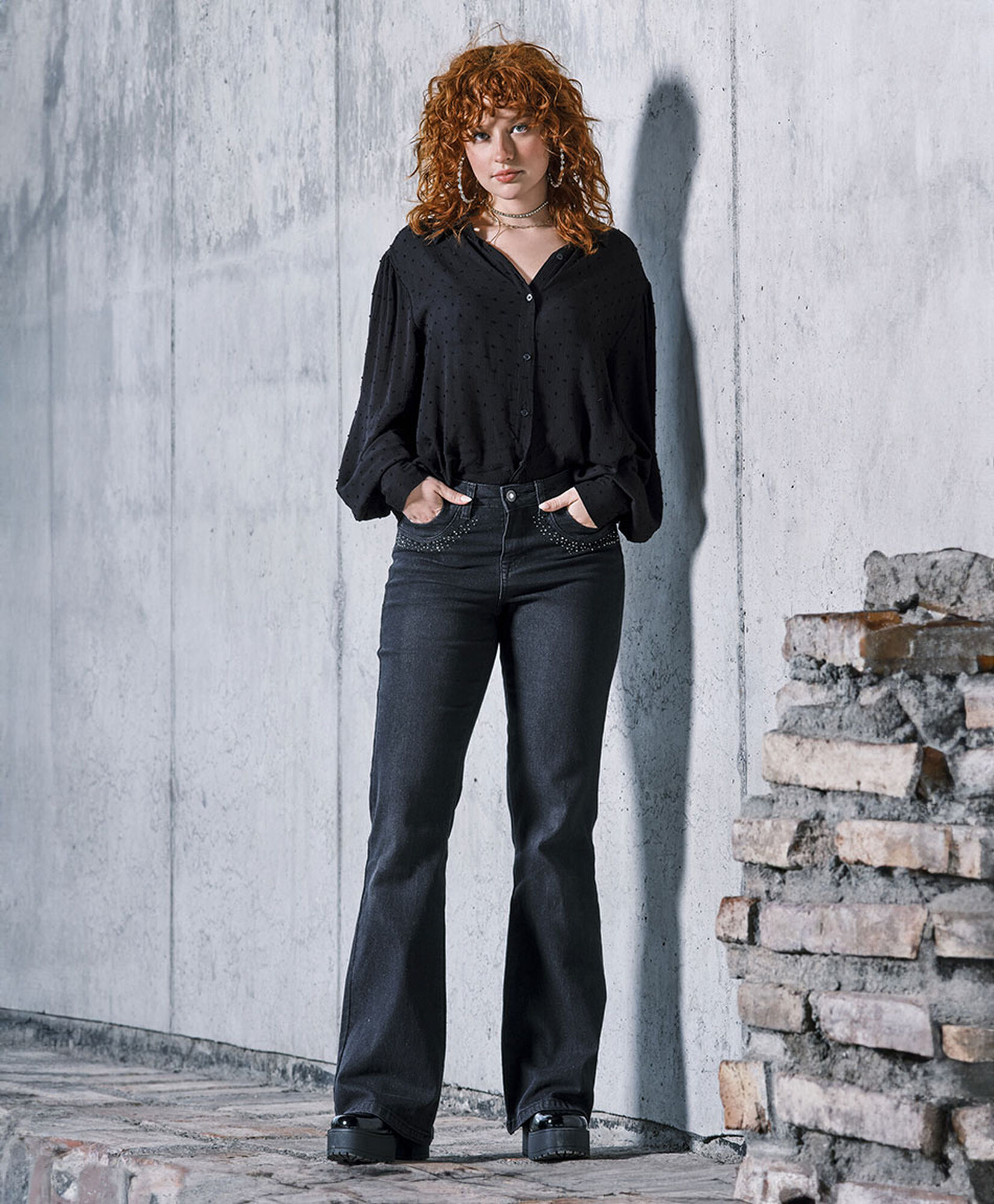 Jeans mujer brillos flare Jeans mujer brillos flare