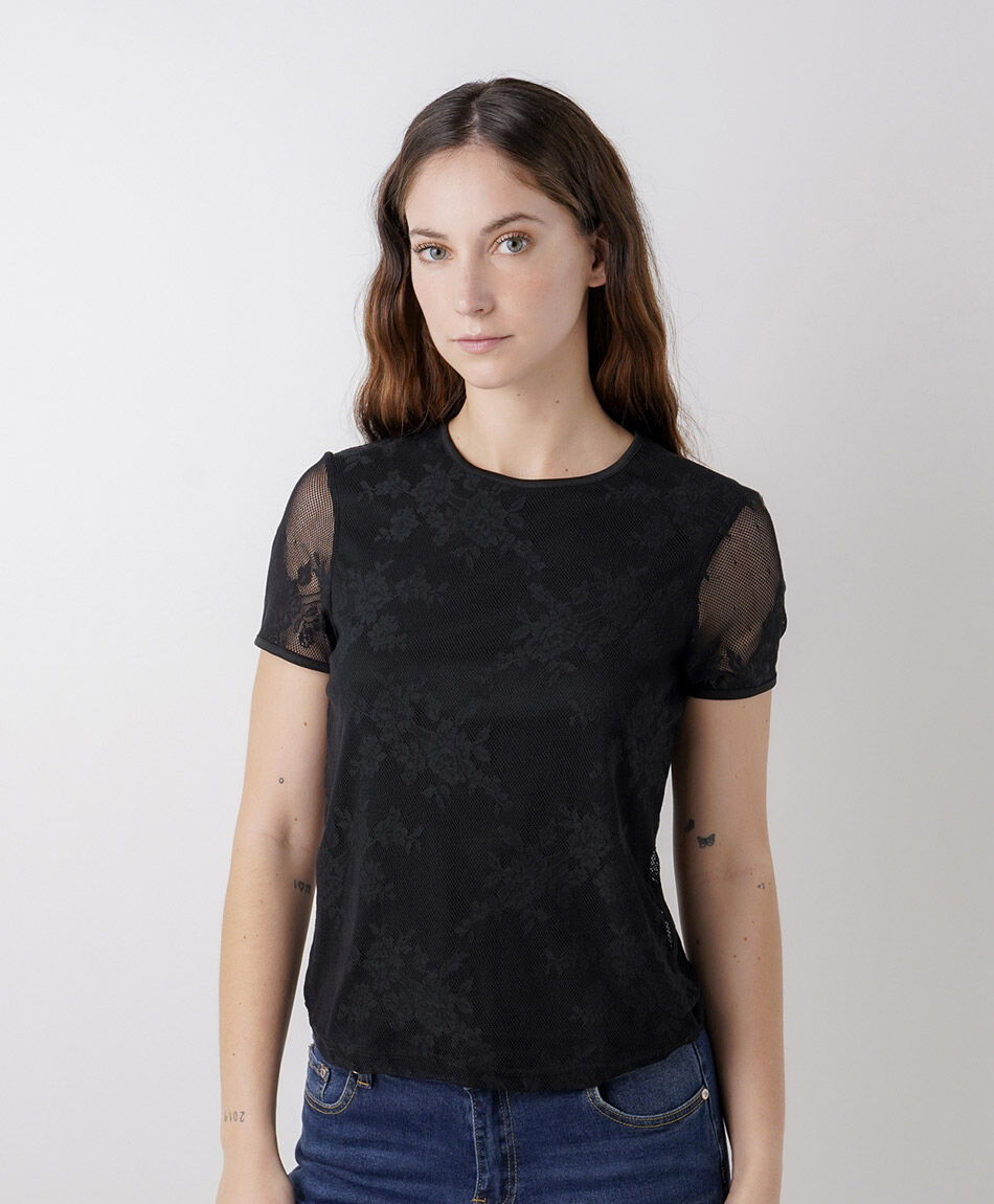 Polera mujer encaje doble