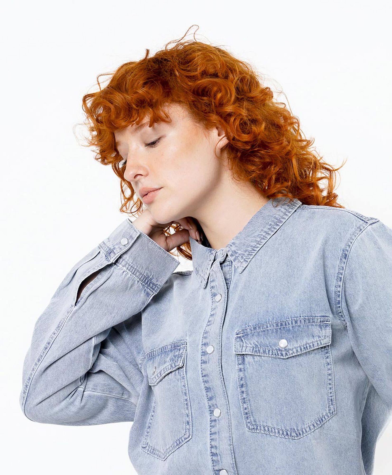 Blusa mujer denim bolsillos botones Blusa mujer denim bolsillos botones