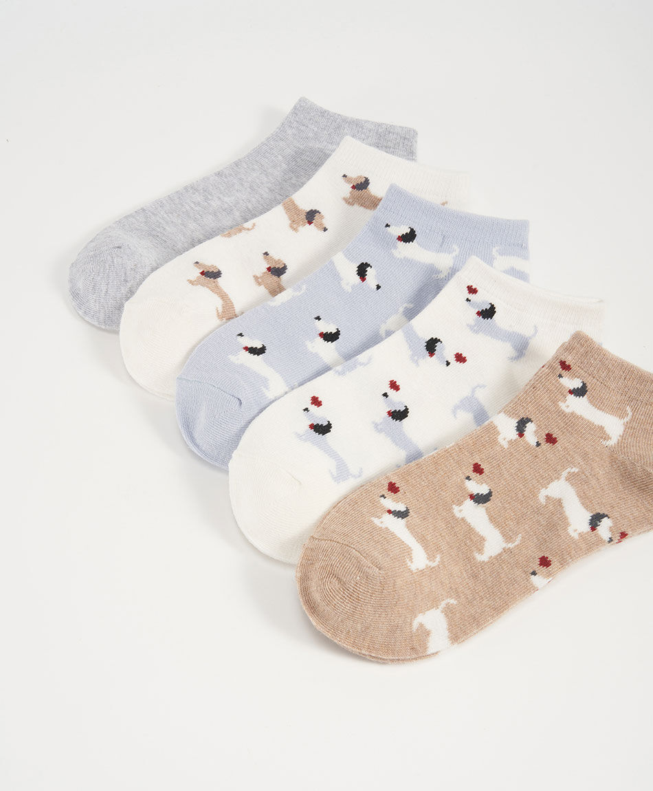 Pack 5 calcetines mujer perritos