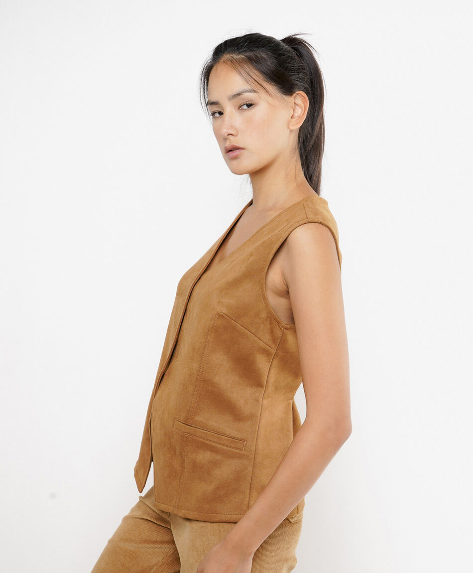 Vest mujer suede camel