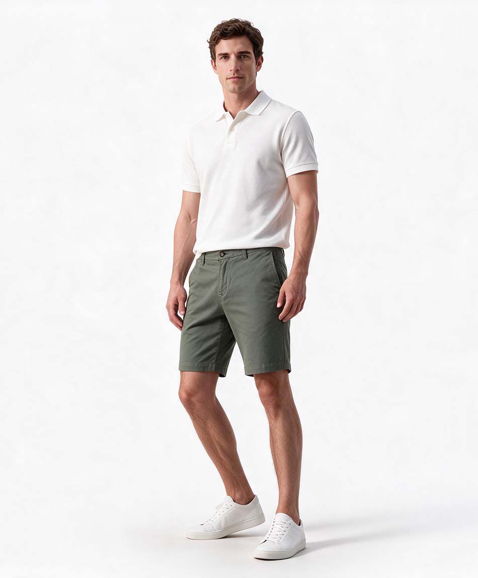 Short hombre jacquard verde algod&oacute;n