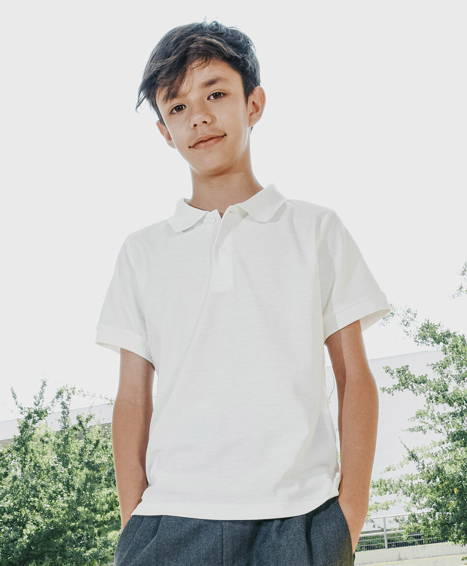 Polera escolar cuello polo blanca