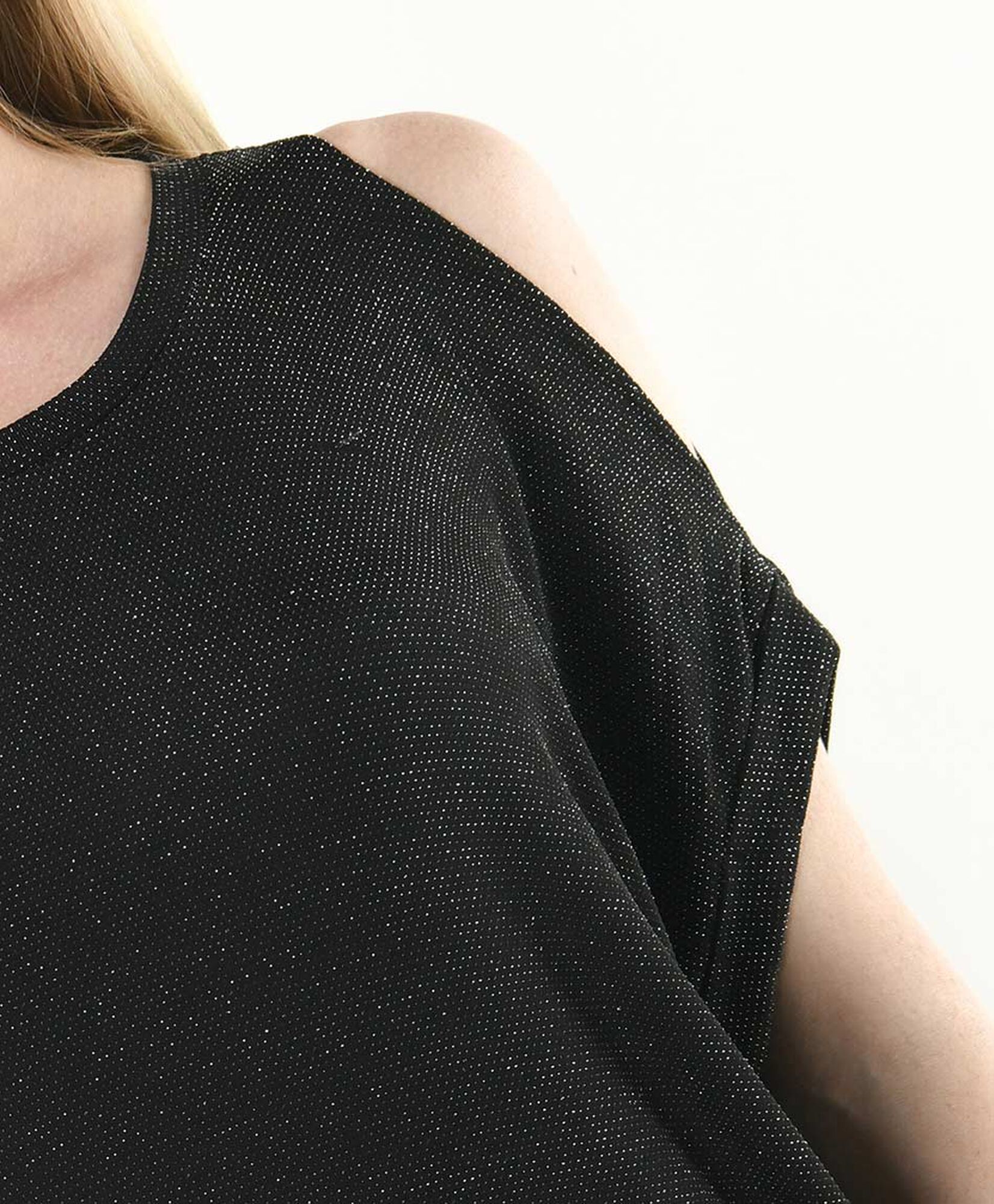 Polera mujer brillante sin hombros Polera mujer brillante sin hombros