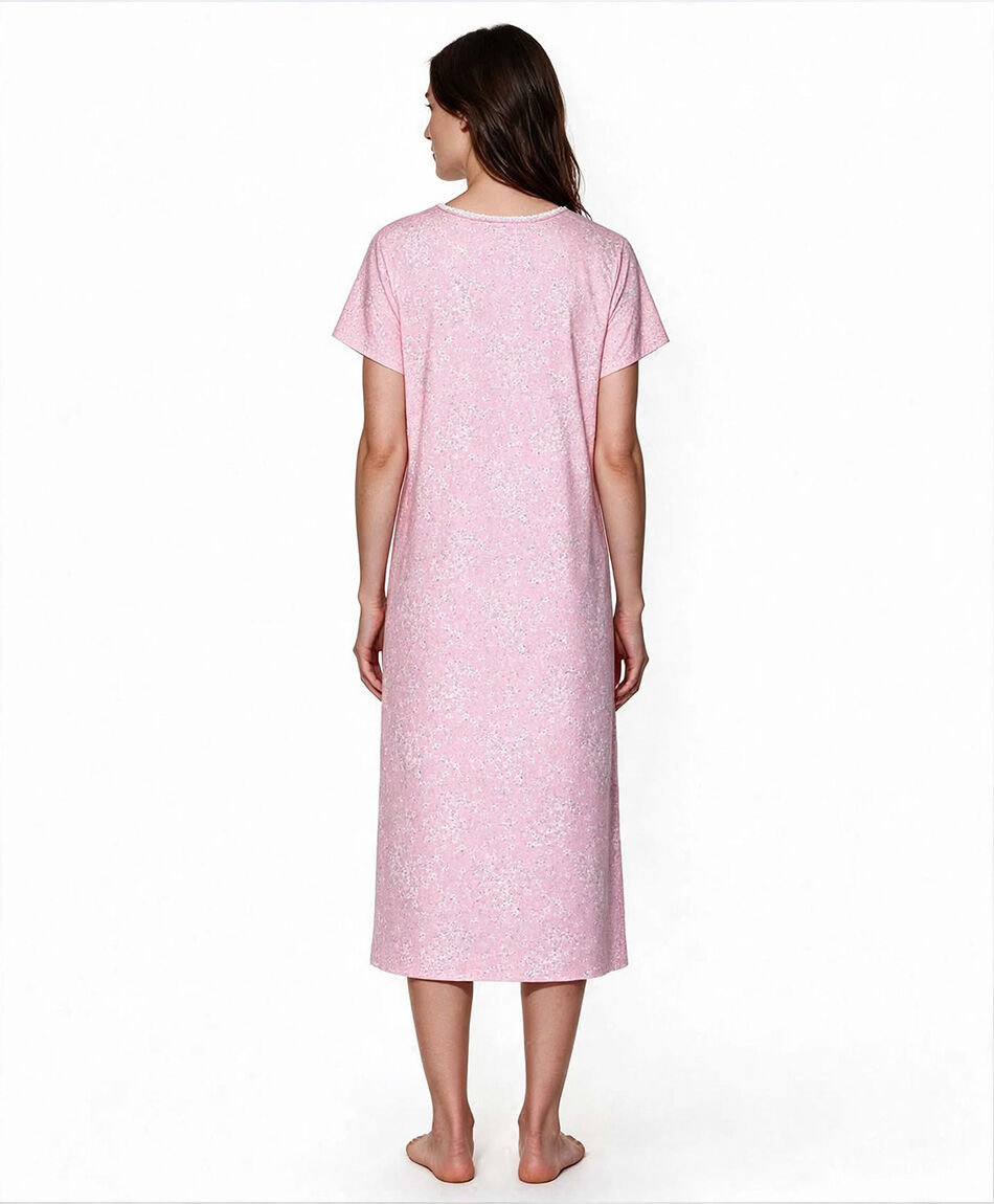 Camisa de dormir mujer floreada encaje rosado