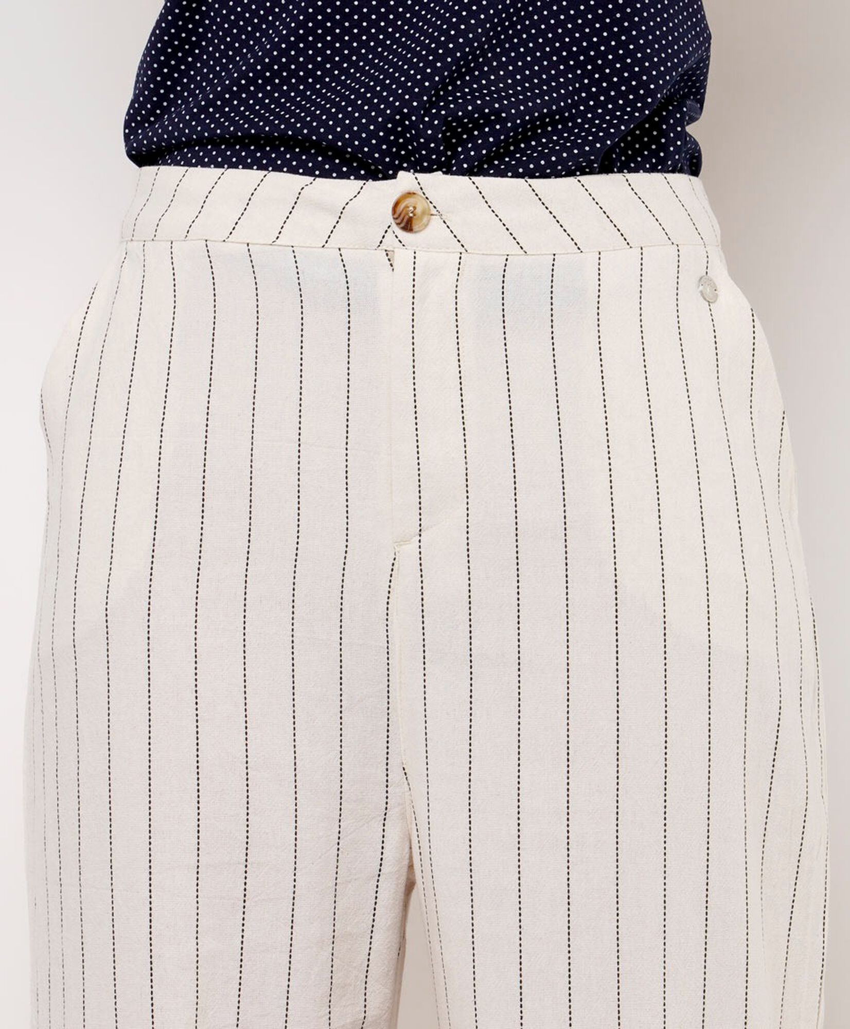 Pantalón mujer rayas liso wide Pantalón mujer rayas liso wide