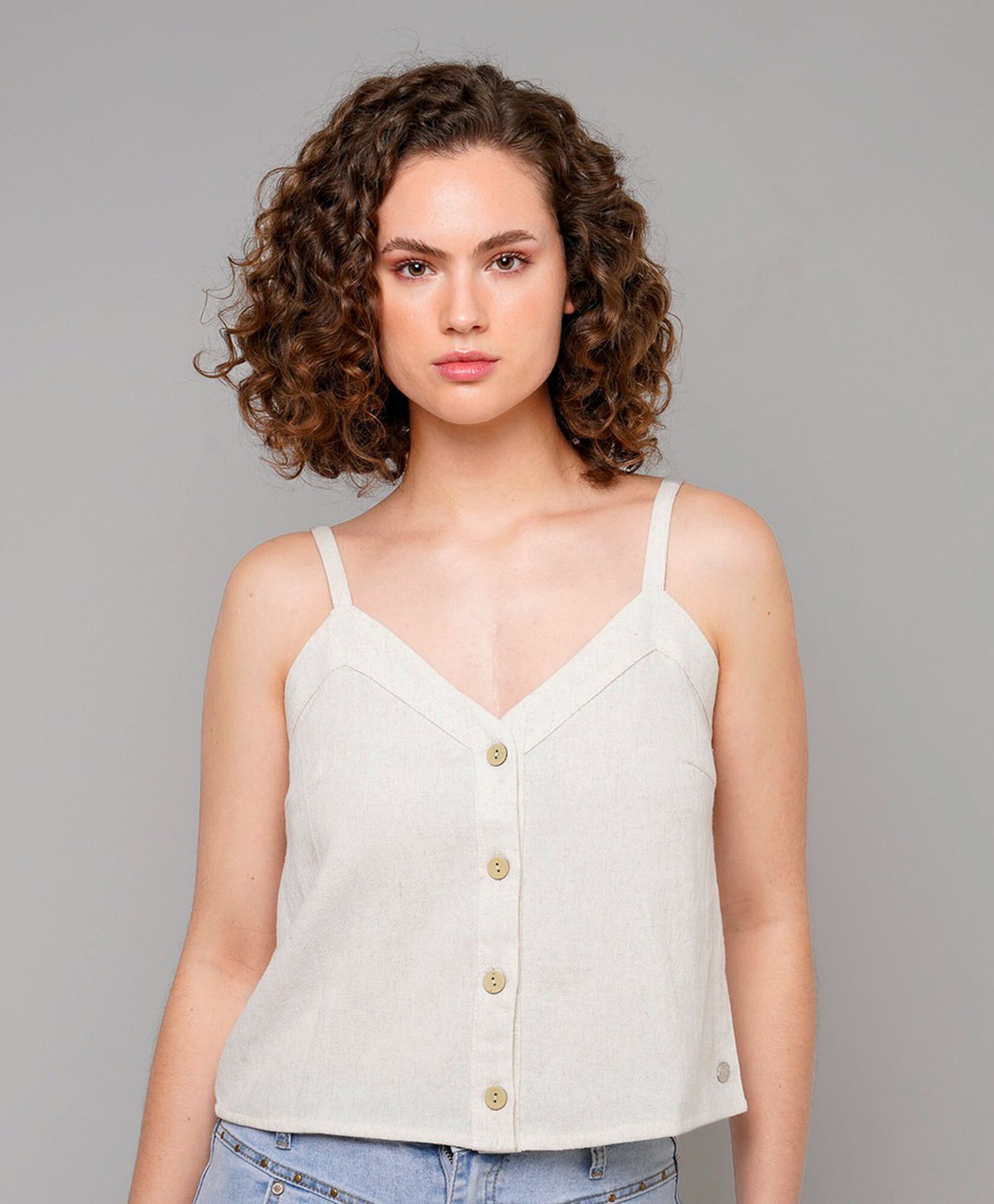 Blusa mujer top lino botones Blusa mujer top lino botones