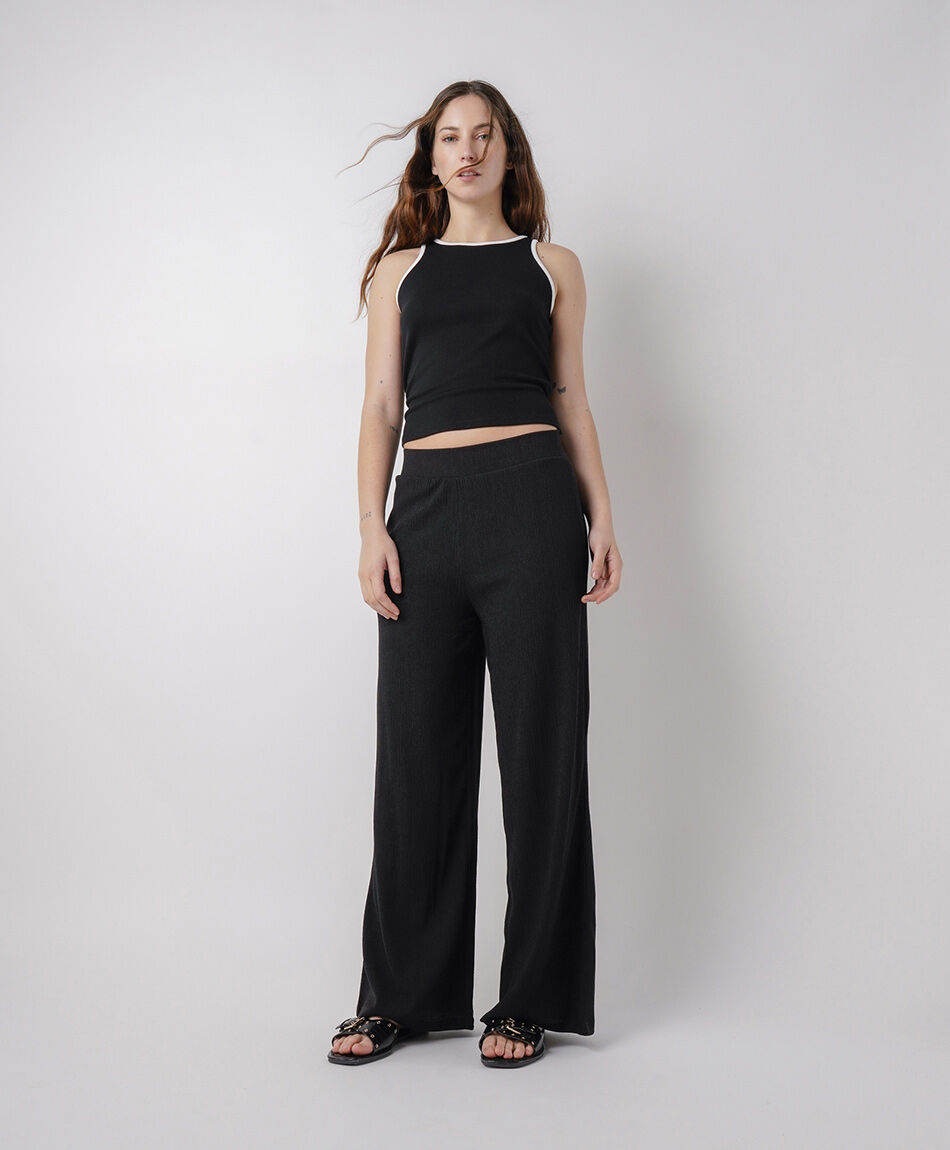 Pantal&oacute;n mujer jacquard negro