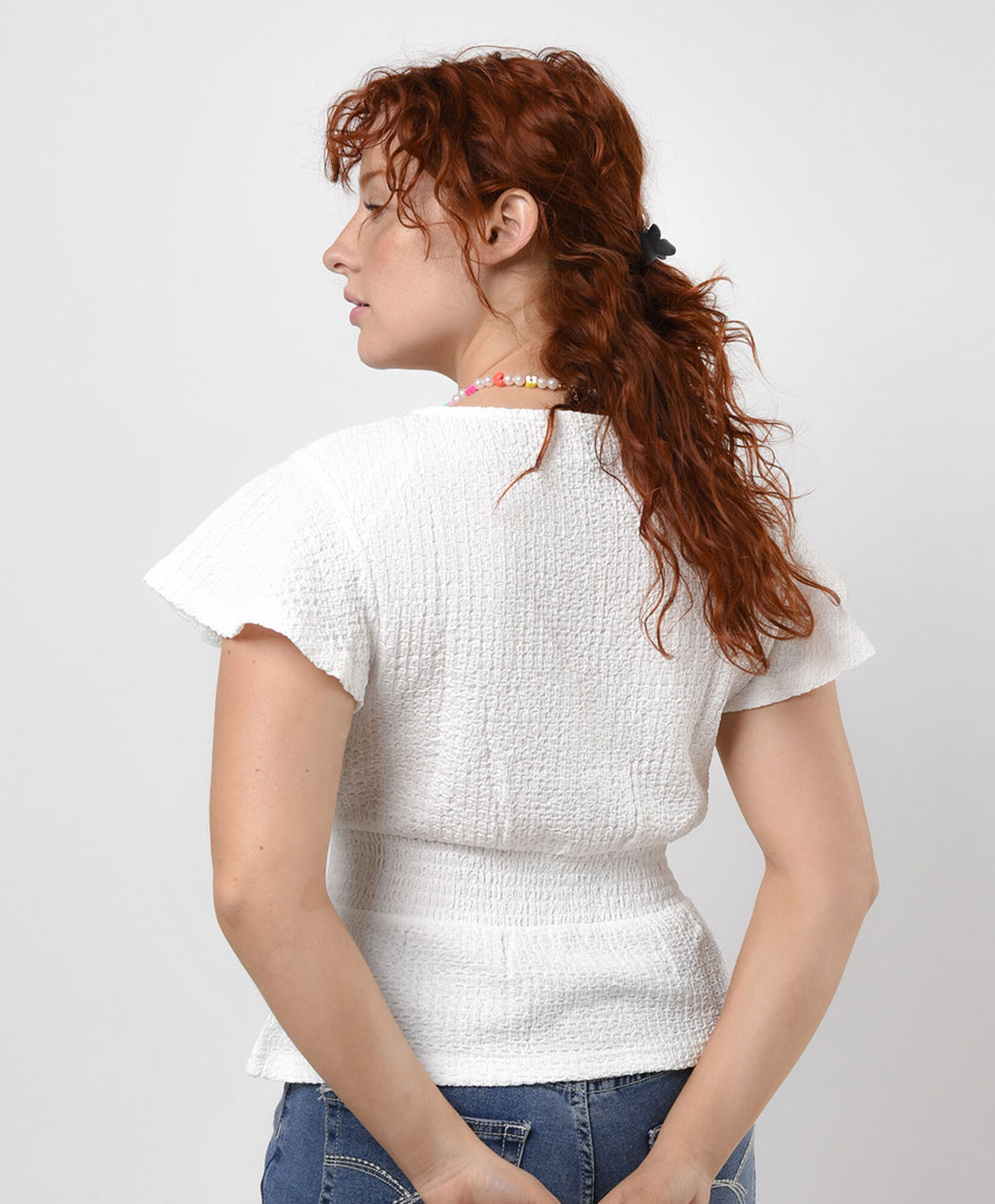 Blusa mujer textura blanca Blusa mujer textura blanca